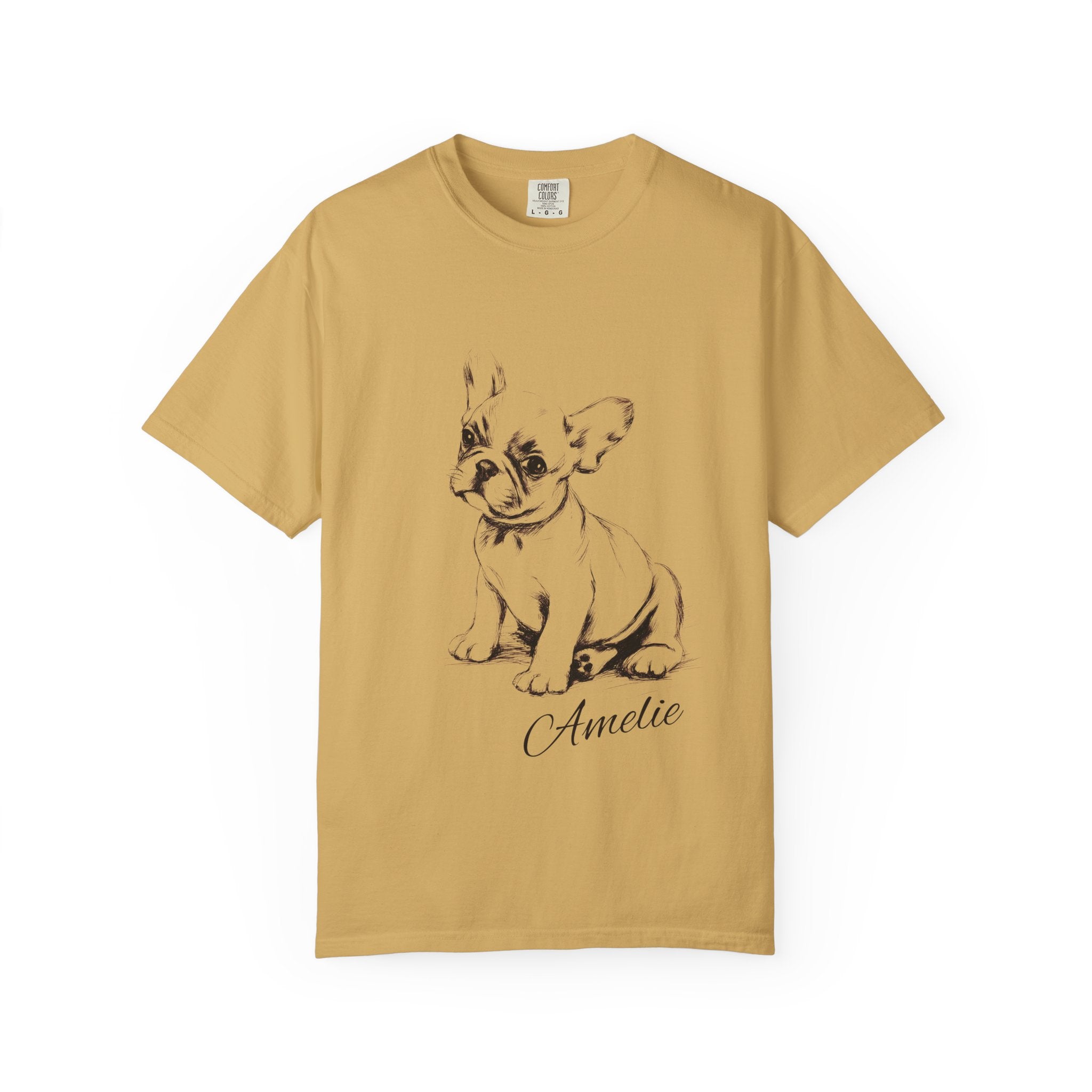 Personalized French Bulldog T-Shirt | Custom Dog Name Tee | Comfort Colors 1717 Tee | Minimal Sketch Vintage Style | Frenchie lover gift