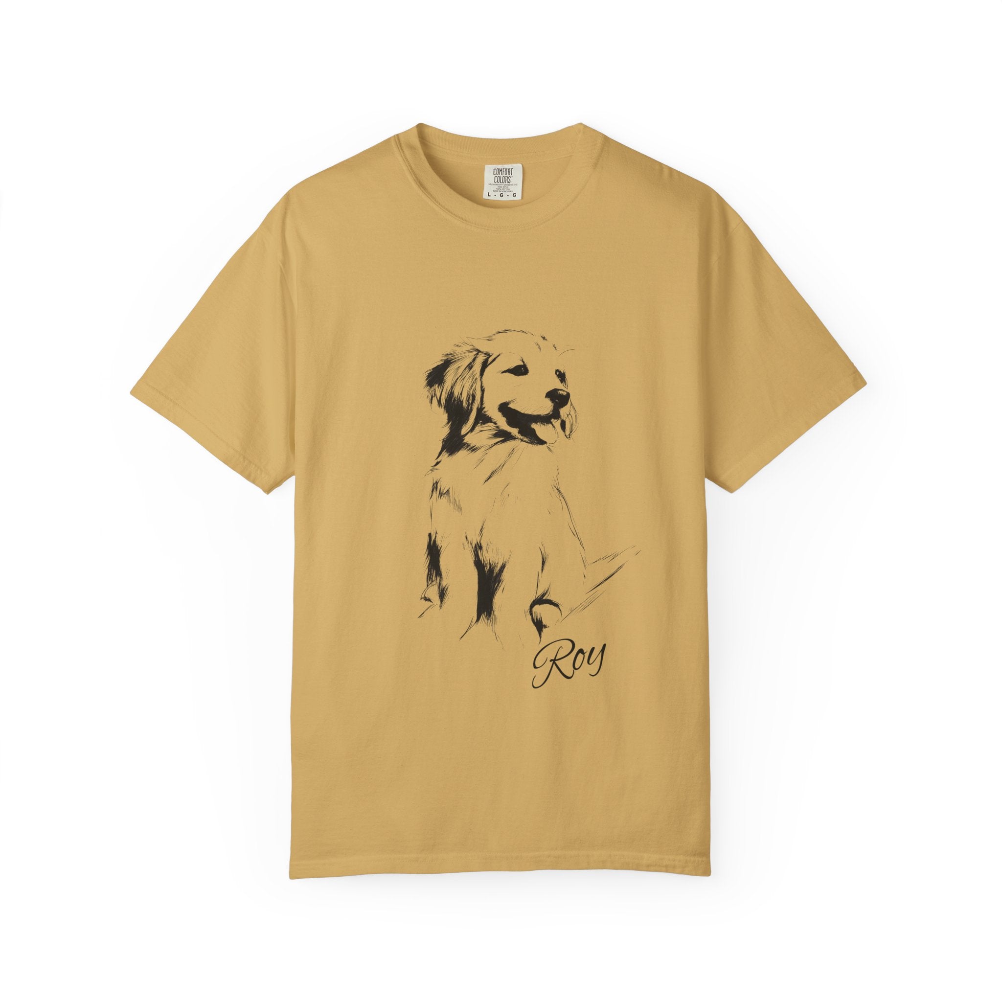 Personalized Golden Retriever T-Shirt | Custom Dog Name Tee | Comfort Colors 1717 Tee | Minimal Sketch Vintage Style | Dog lover gift