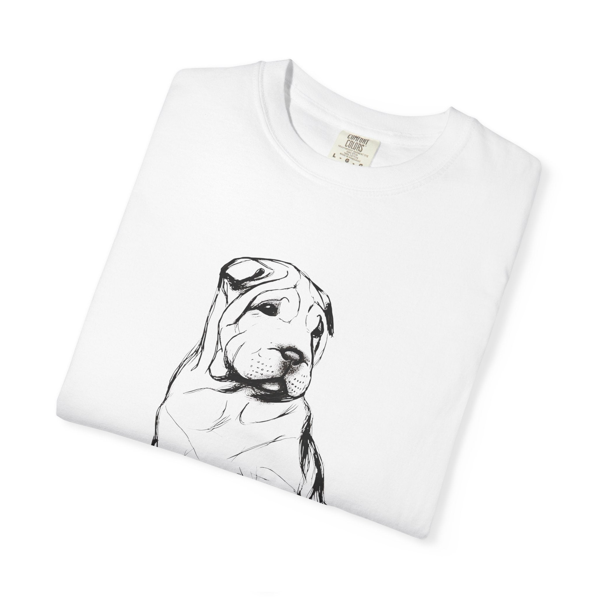 Personalized Sharpei T-Shirt | Custom Dog Name Tee | Comfort Colors 1717 Tee | Minimal Sketch Vintage Style | Dog lover gift