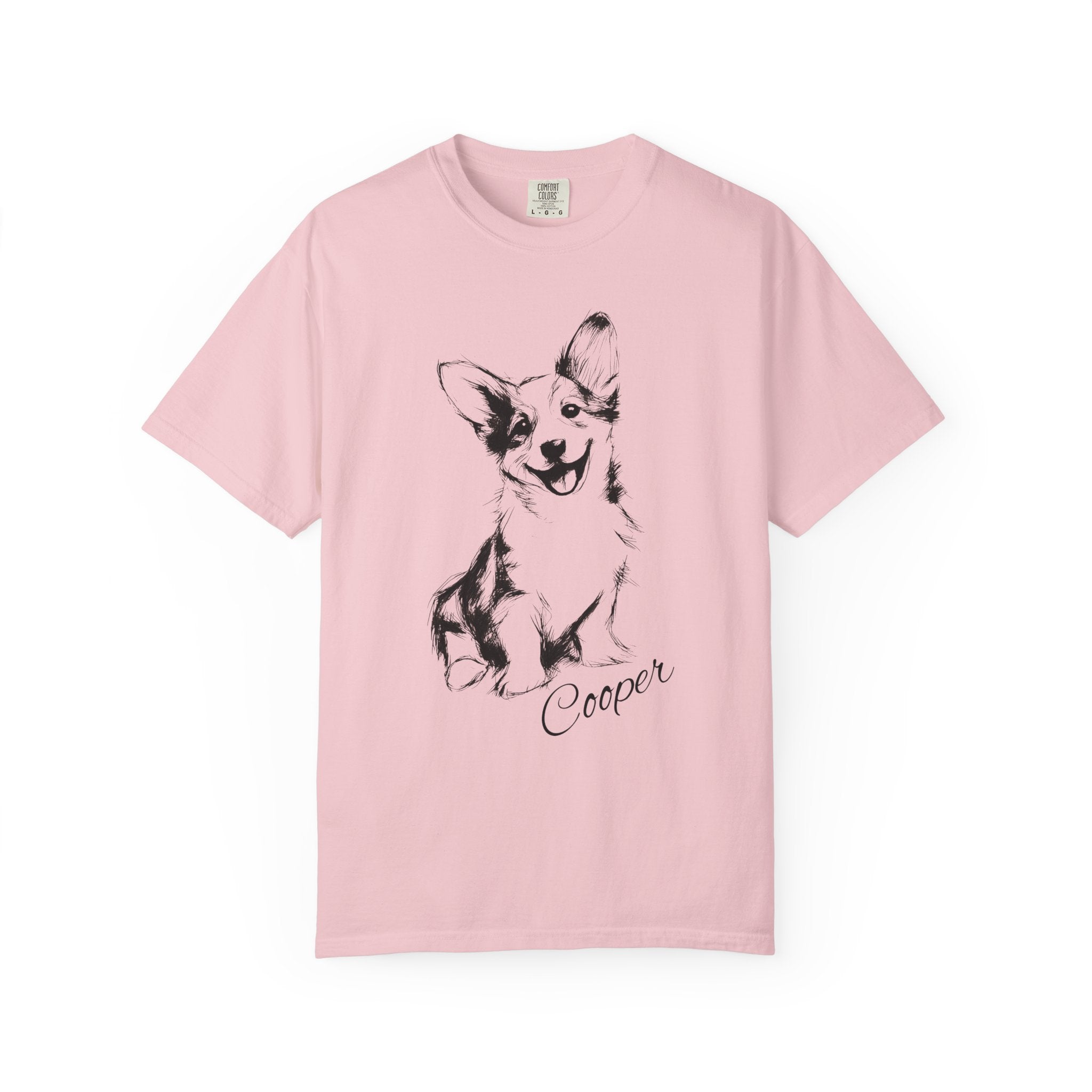 Personalized Corgi T-Shirt | Custom Dog Name Tee | Comfort Colors 1717 Tee | Minimal Sketch Vintage Style | Dog lover gift