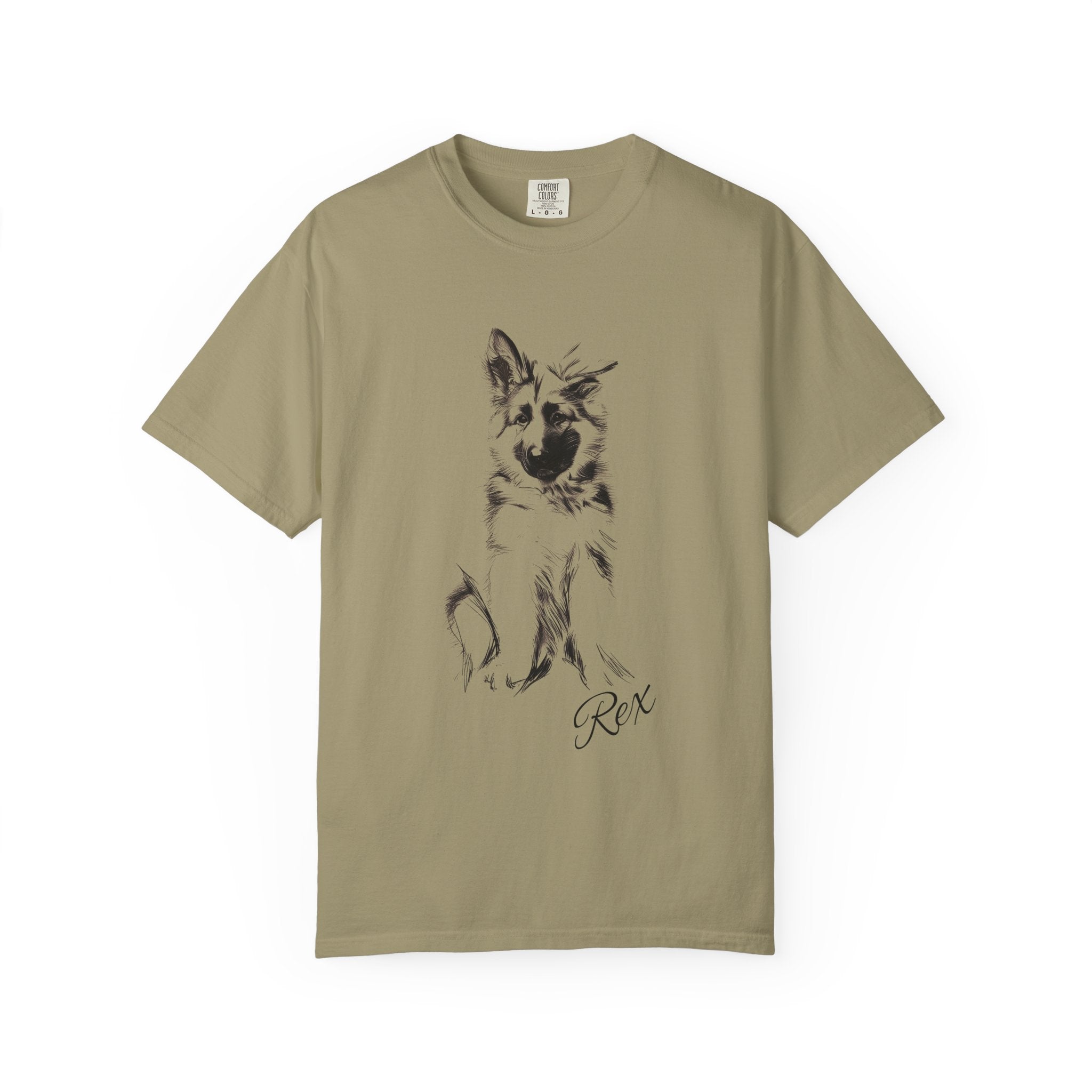 Personalized German Shepherd T-Shirt | Custom Dog Name Tee | Comfort Colors 1717 Tee | Minimal Sketch Vintage Style | Dog lover gift