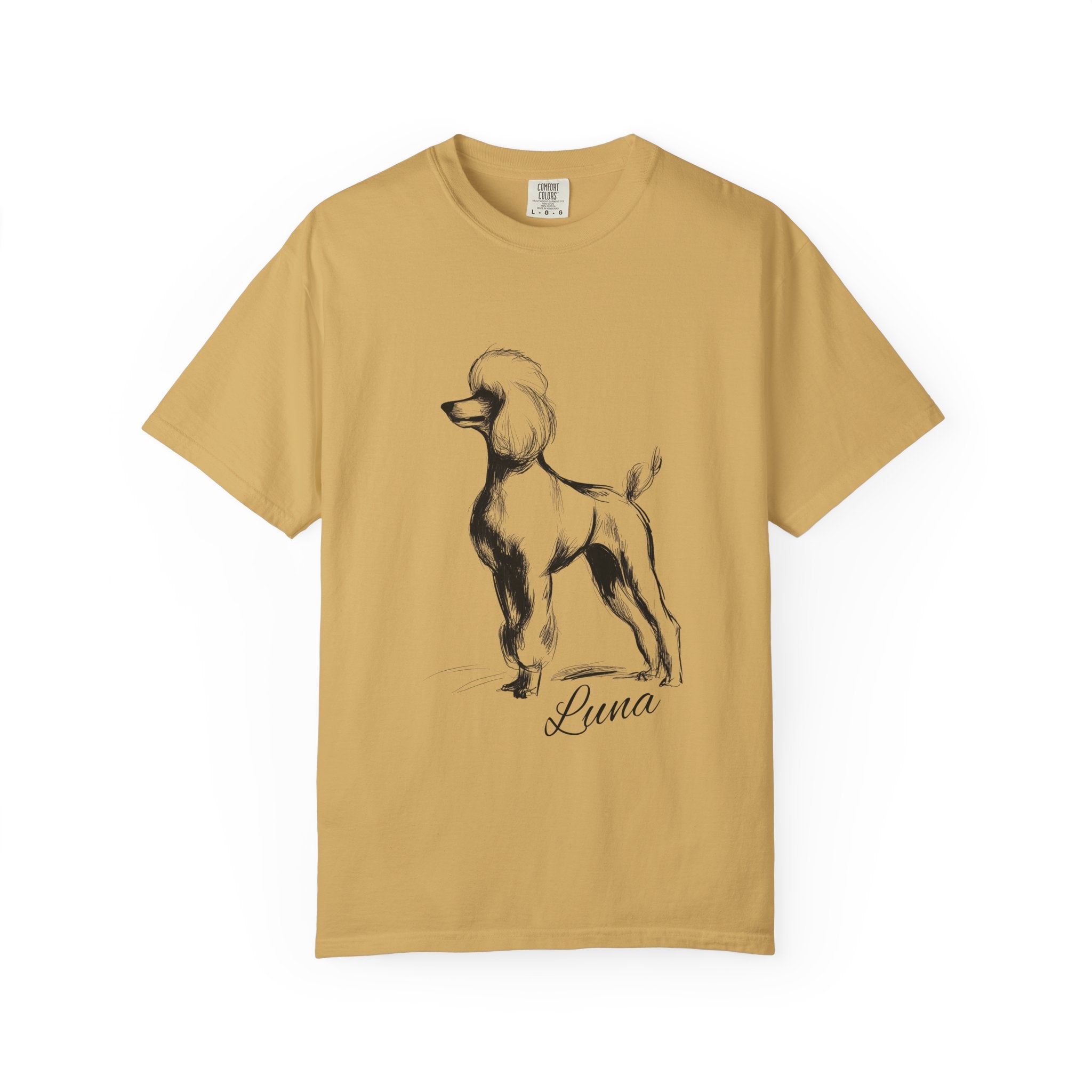 Personalized Poodle T-Shirt | Custom Dog Name Tee | Comfort Colors 1717 Tee | Minimal Sketch Vintage Style | Dog lover gift
