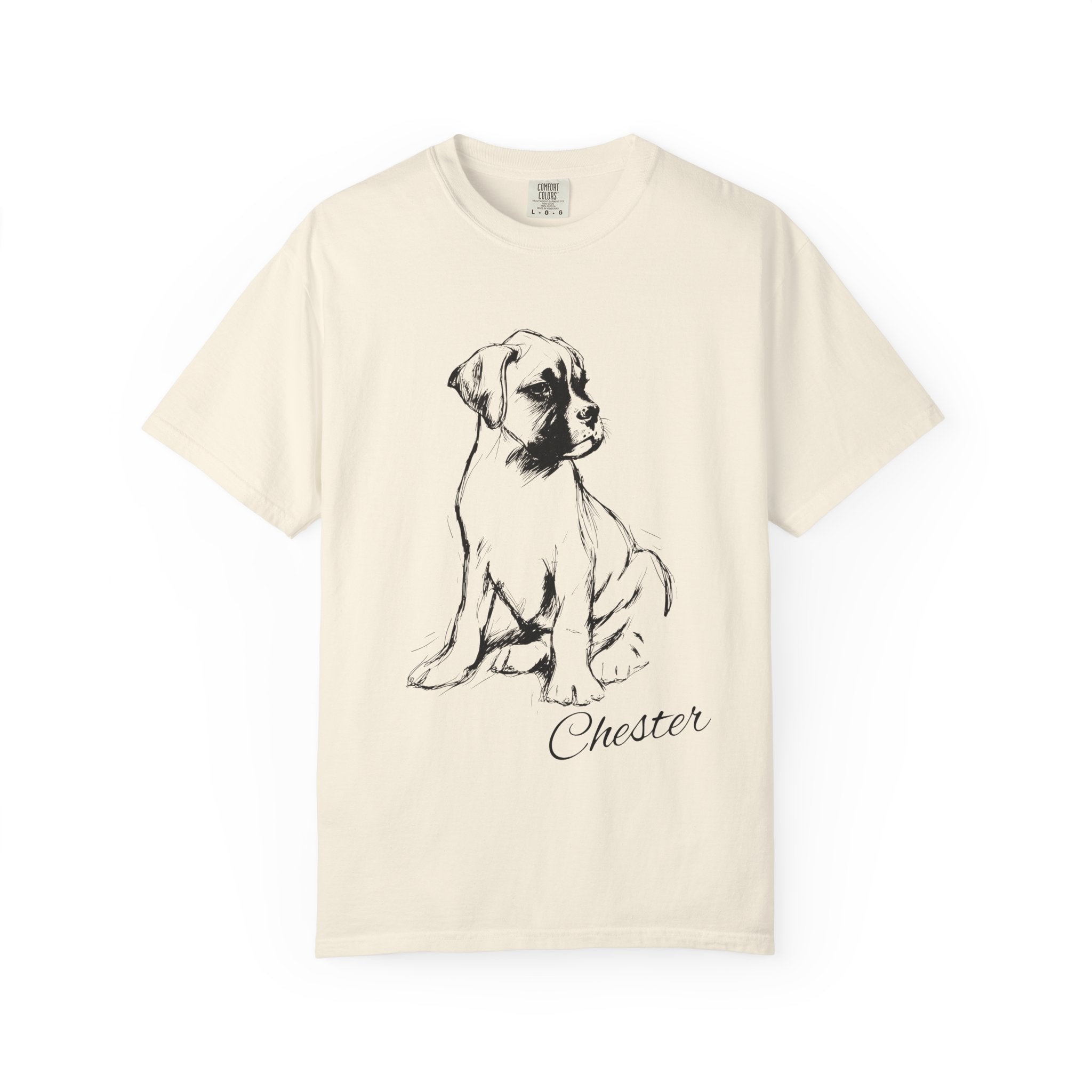 Personalized Boxer T-Shirt | Custom Dog Name Tee | Comfort Colors 1717 Tee | Minimal Sketch Vintage Style | Dog lover gift