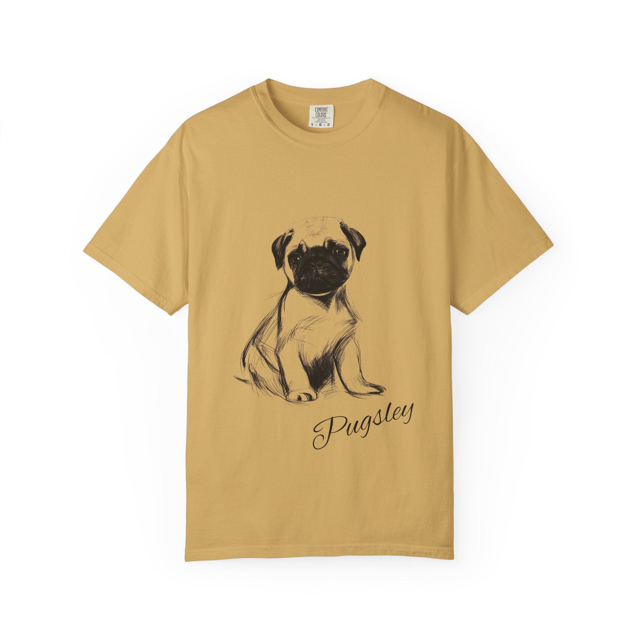 Personalized Pug T-Shirt | Custom Dog Name Tee | Comfort Colors 1717 Tee | Minimal Sketch Vintage Style | Dog lover gift