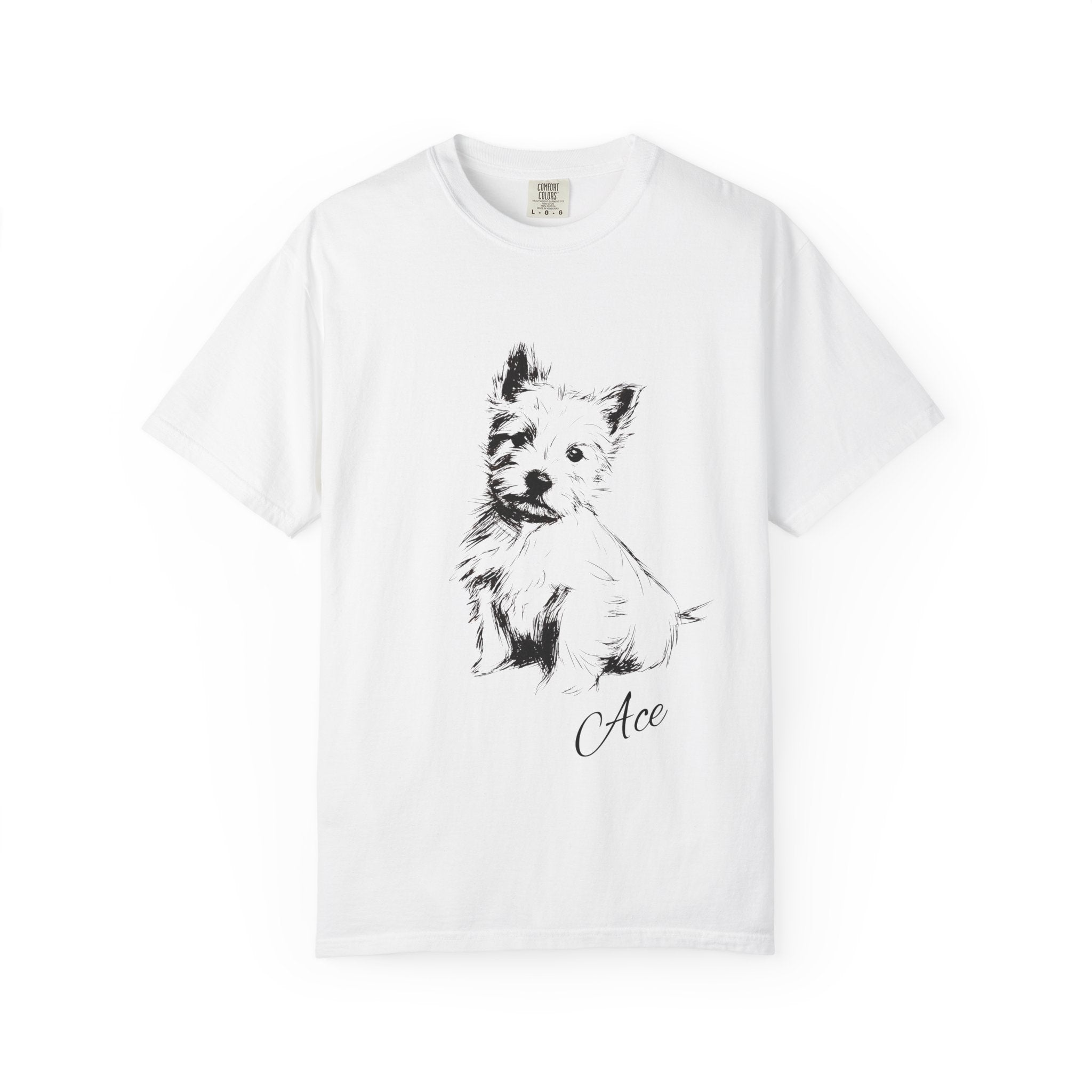 Personalized West Highland White Terrier T-Shirt | Custom Dog Name Tee | Comfort Colors Tee | Minimal Sketch Vintage Style | Dog lover gift