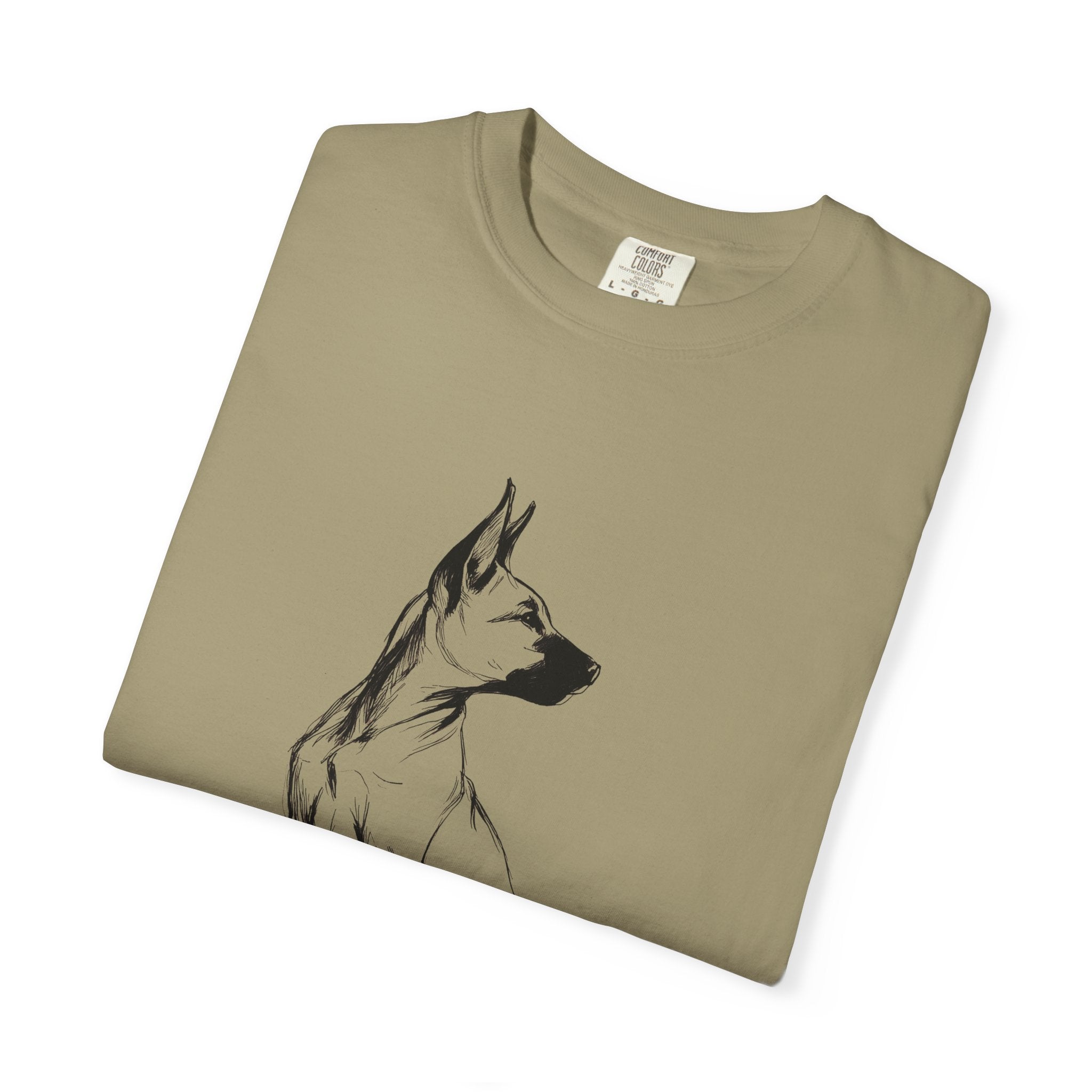 Personalized Belgian Malinois T-Shirt | Custom Dog Name Tee | Comfort Colors 1717 Tee | Minimal Sketch Vintage Style | Dog lover gift