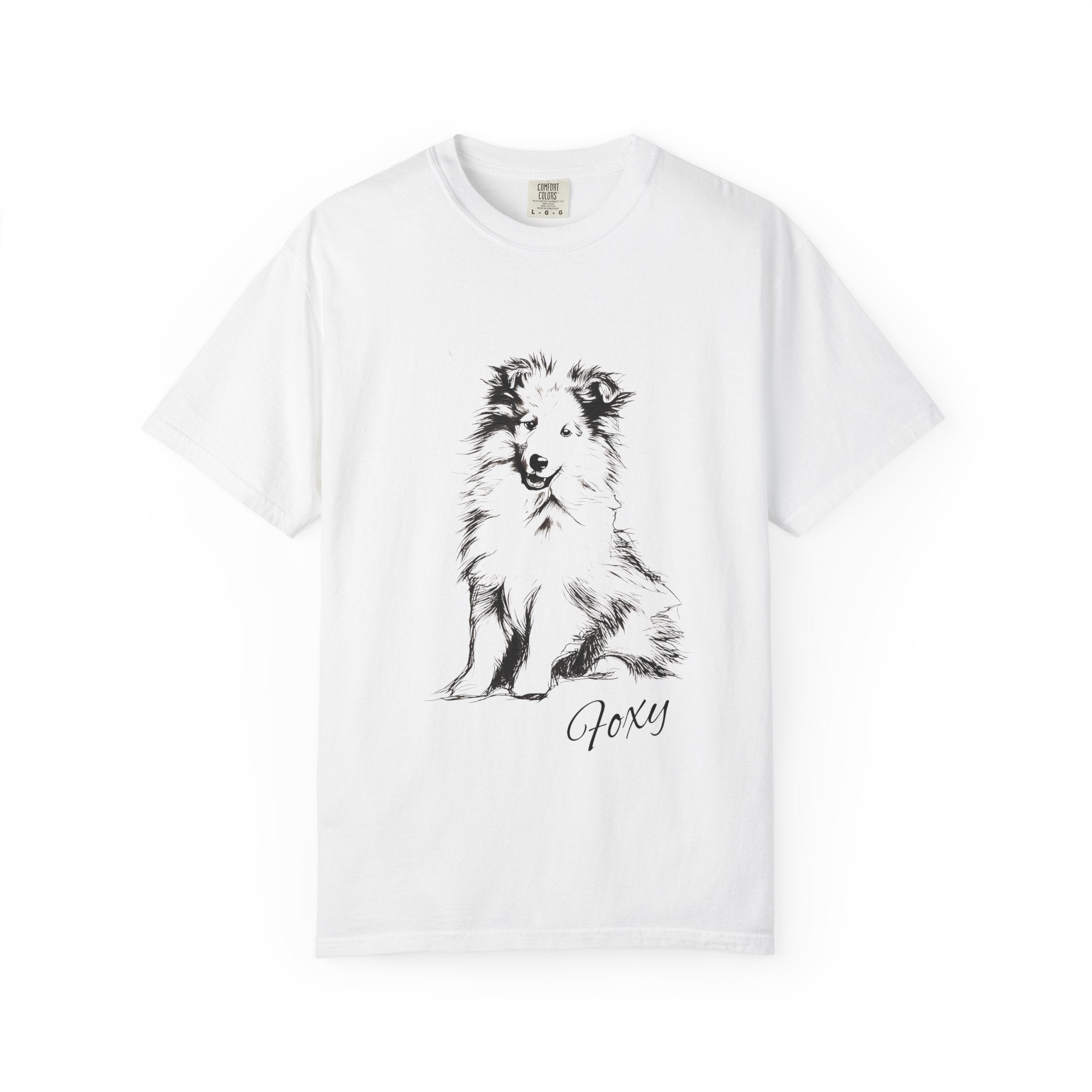 Personalized Rough Collie T-Shirt | Custom Dog Name Tee | Comfort Colors 1717 Tee | Minimal Sketch Vintage Style | Dog lover gift