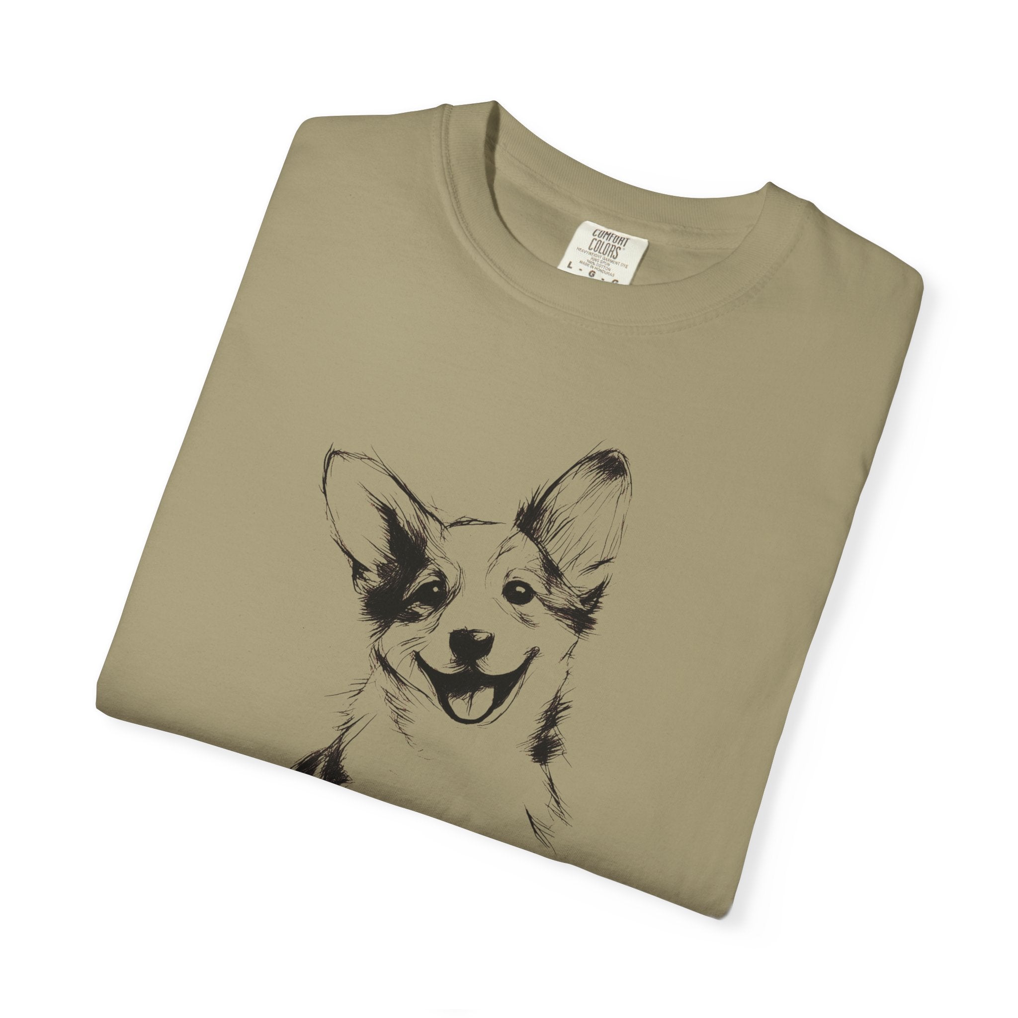 Personalized Corgi T-Shirt | Custom Dog Name Tee | Comfort Colors 1717 Tee | Minimal Sketch Vintage Style | Dog lover gift