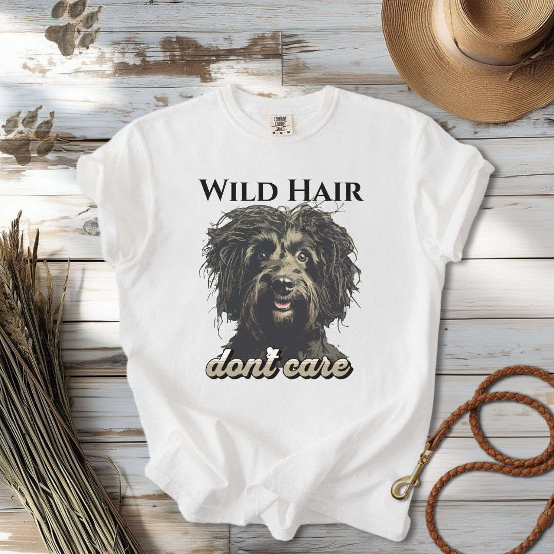 Wild Hair Don't Care Unisex T-Shirt, Fun Dog Graphic Tee, Casual Pet Lover Gift, Dog Dad Shirt, Animal Lover Fashion, Funny hair tee
