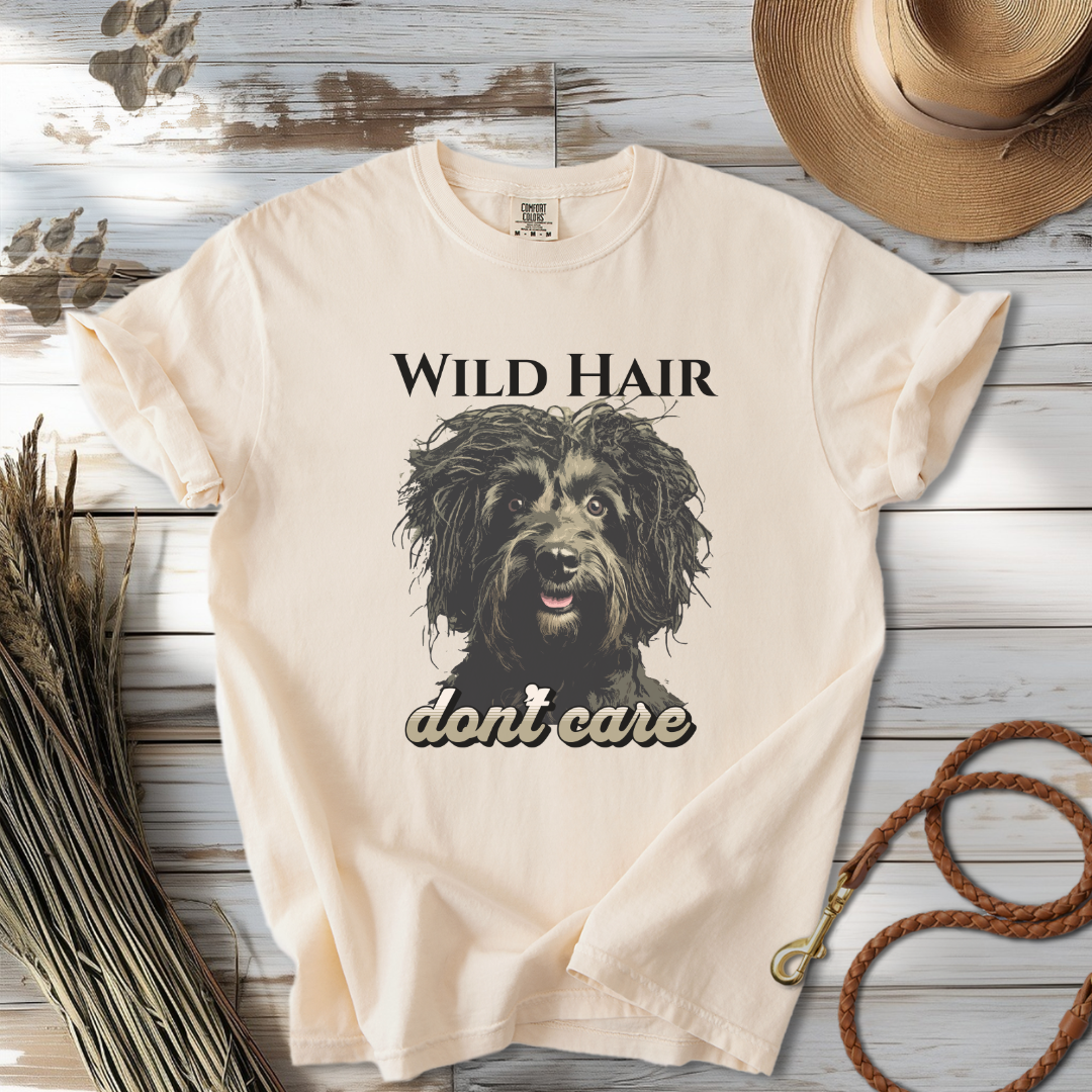 Wild Hair Don't Care Unisex T-Shirt, Fun Dog Graphic Tee, Casual Pet Lover Gift, Dog Dad Shirt, Animal Lover Fashion, Funny hair tee