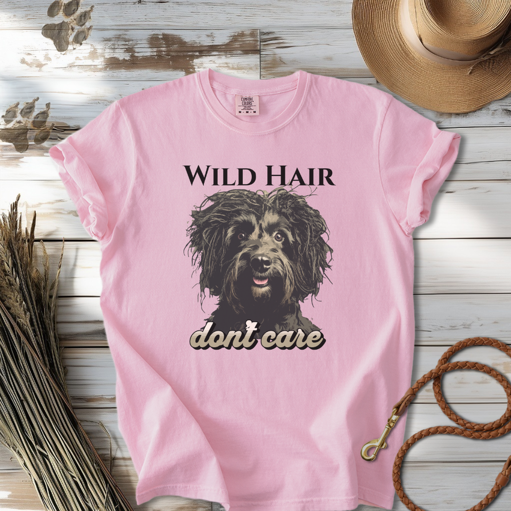 Wild Hair Don't Care Unisex T-Shirt, Fun Dog Graphic Tee, Casual Pet Lover Gift, Dog Dad Shirt, Animal Lover Fashion, Funny hair tee