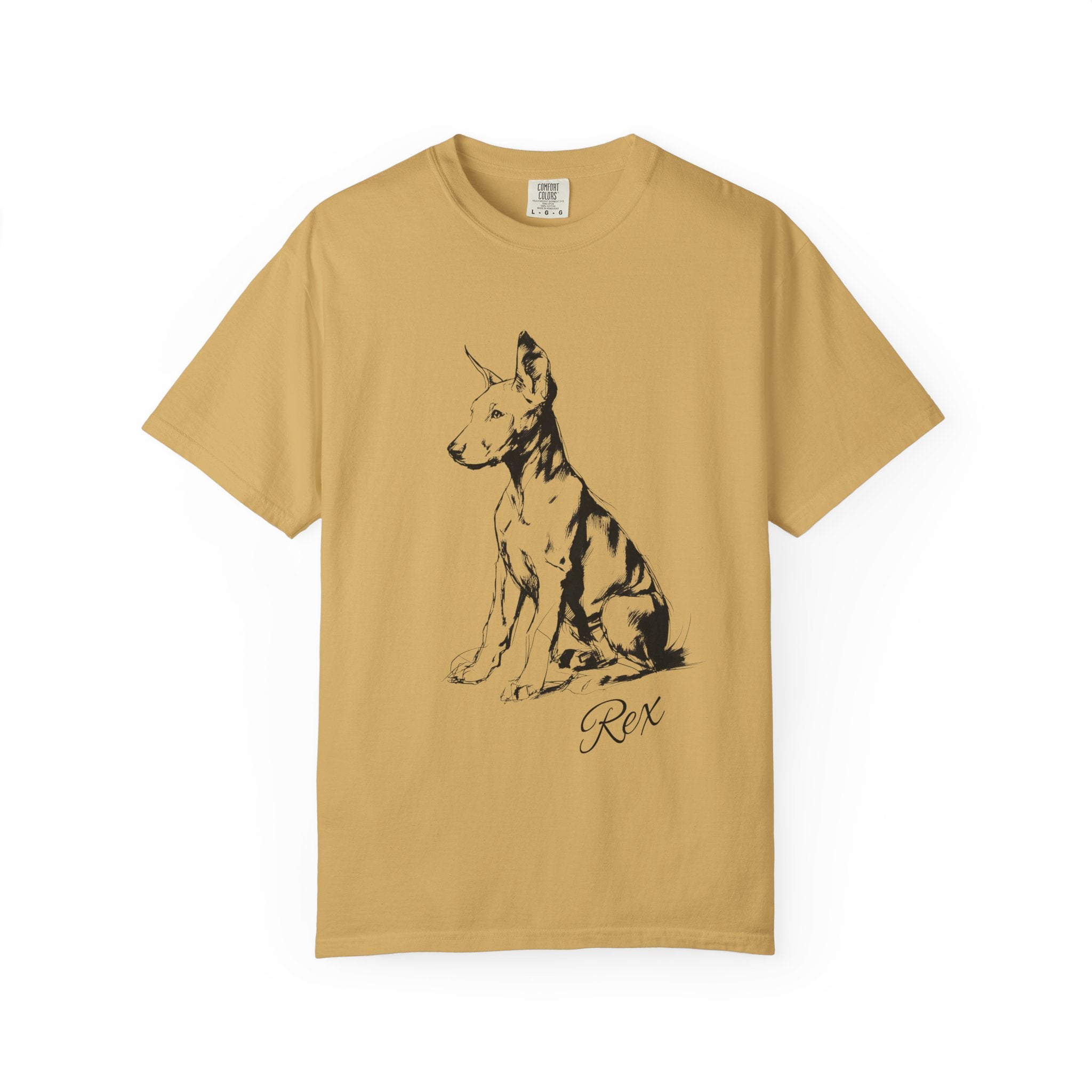 Personalized Doberman T-Shirt | Custom Dog Name Tee | Comfort Colors 1717 Tee | Minimal Sketch Vintage Style | Dog lover gift