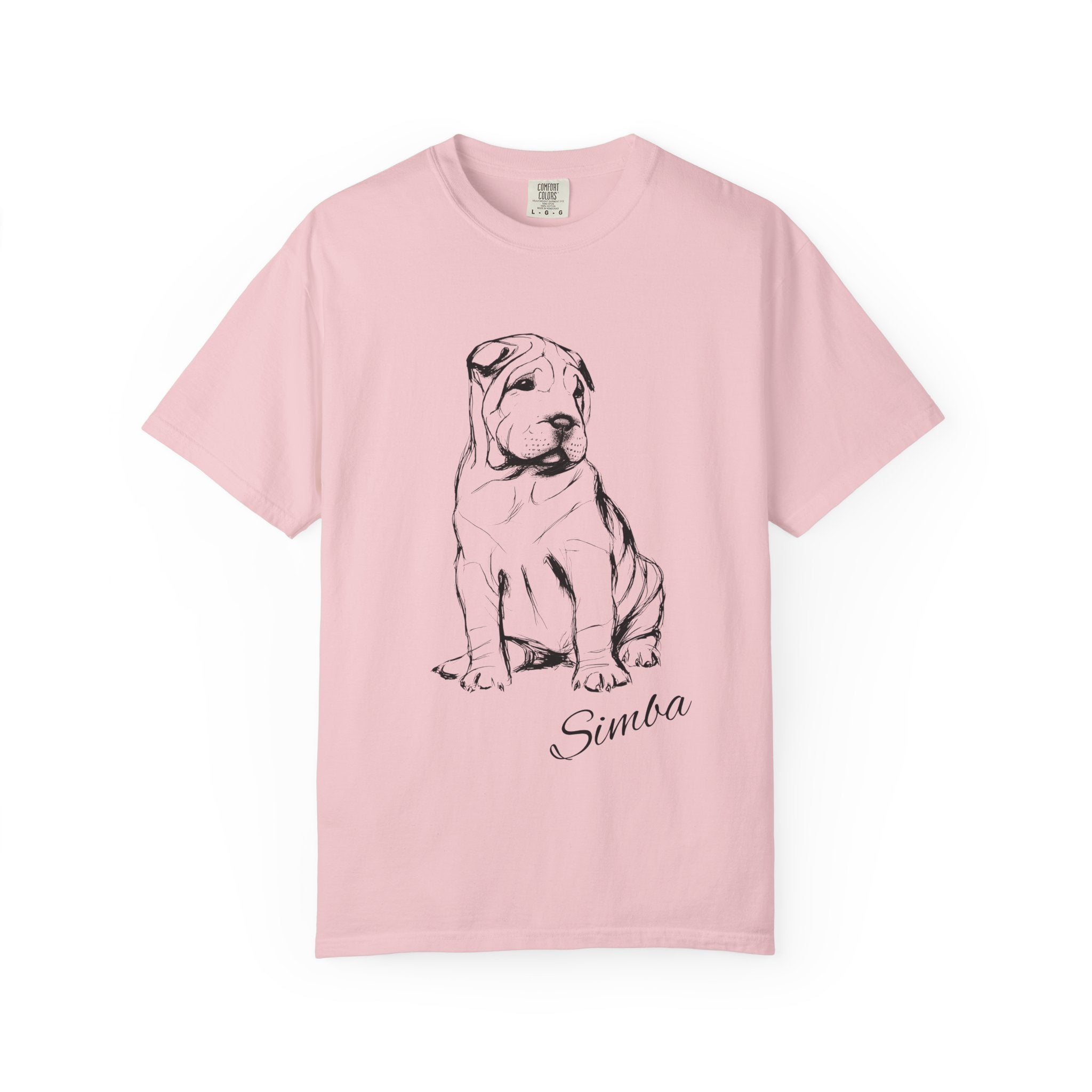 Personalized Sharpei T-Shirt | Custom Dog Name Tee | Comfort Colors 1717 Tee | Minimal Sketch Vintage Style | Dog lover gift