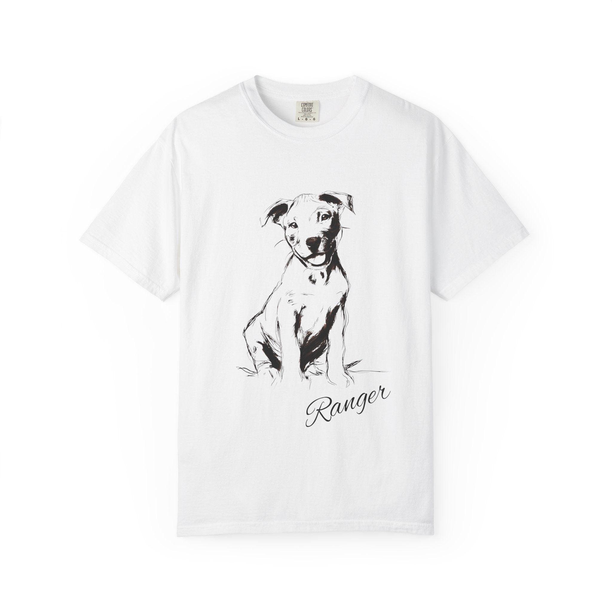 Personalized Pitbull T-Shirt | Custom Dog Name Tee | Comfort Colors 1717 Tee | Minimal Sketch Vintage Style | Dog lover gift