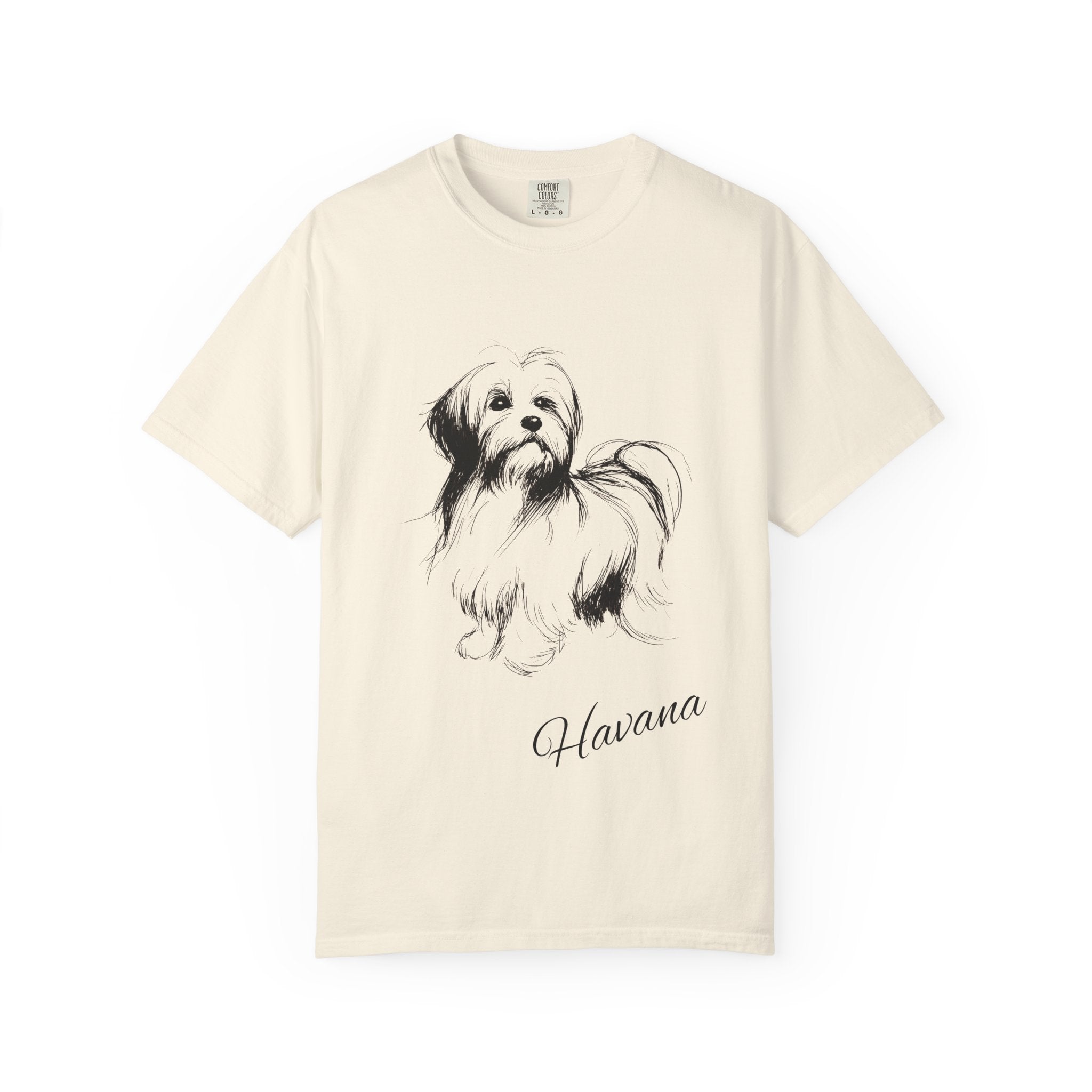 Personalized Havanese T-Shirt | Custom Dog Name Tee | Comfort Colors Tee | Minimal Sketch Vintage Style | Dog lover gift