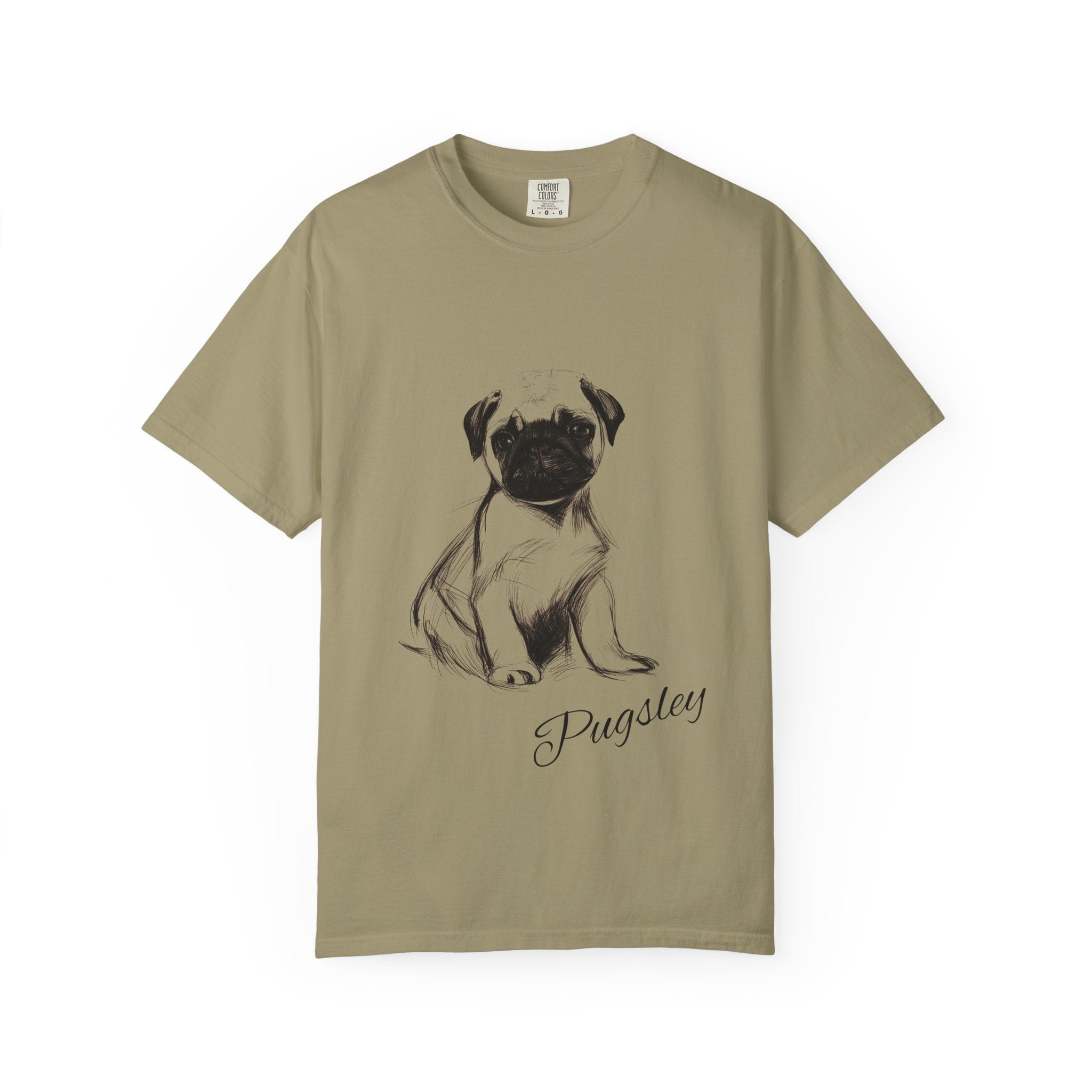 Personalized Pug T-Shirt | Custom Dog Name Tee | Comfort Colors 1717 Tee | Minimal Sketch Vintage Style | Dog lover gift