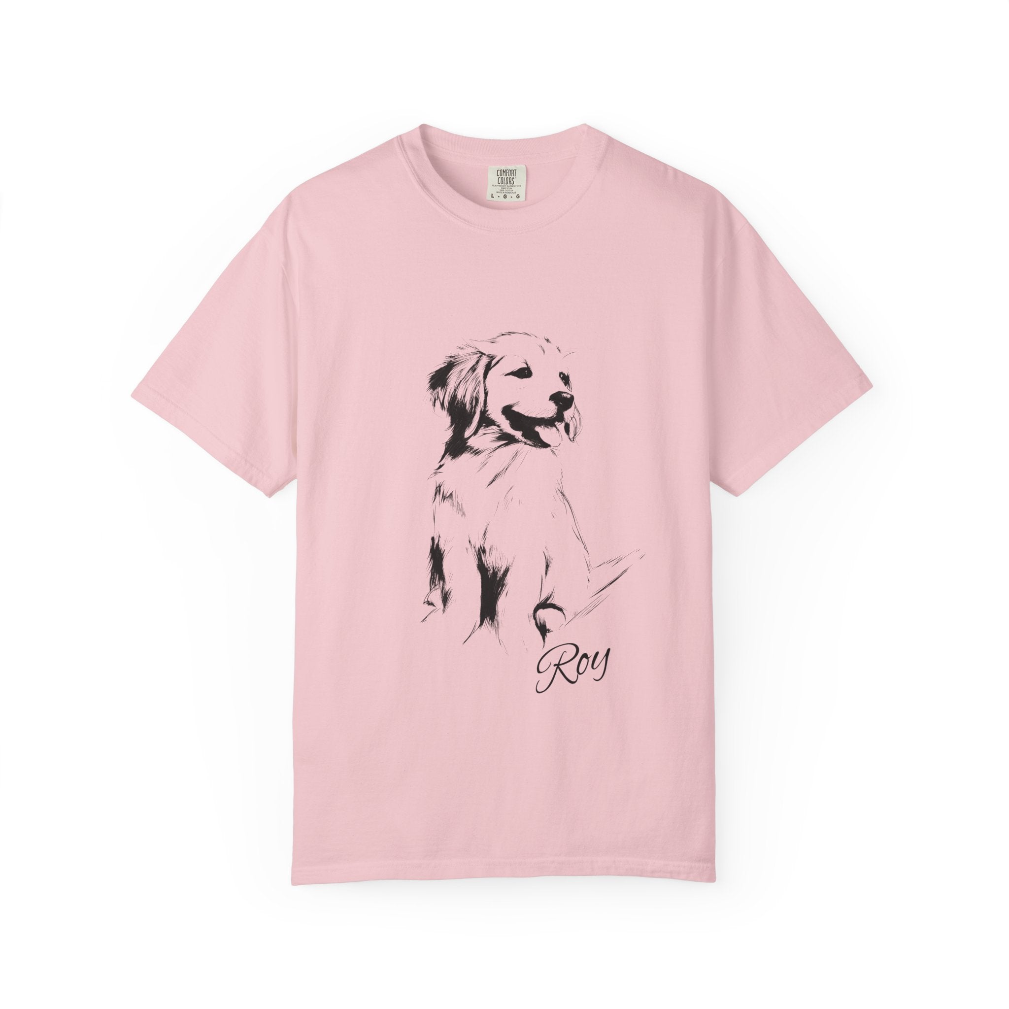 Personalized Golden Retriever T-Shirt | Custom Dog Name Tee | Comfort Colors 1717 Tee | Minimal Sketch Vintage Style | Dog lover gift