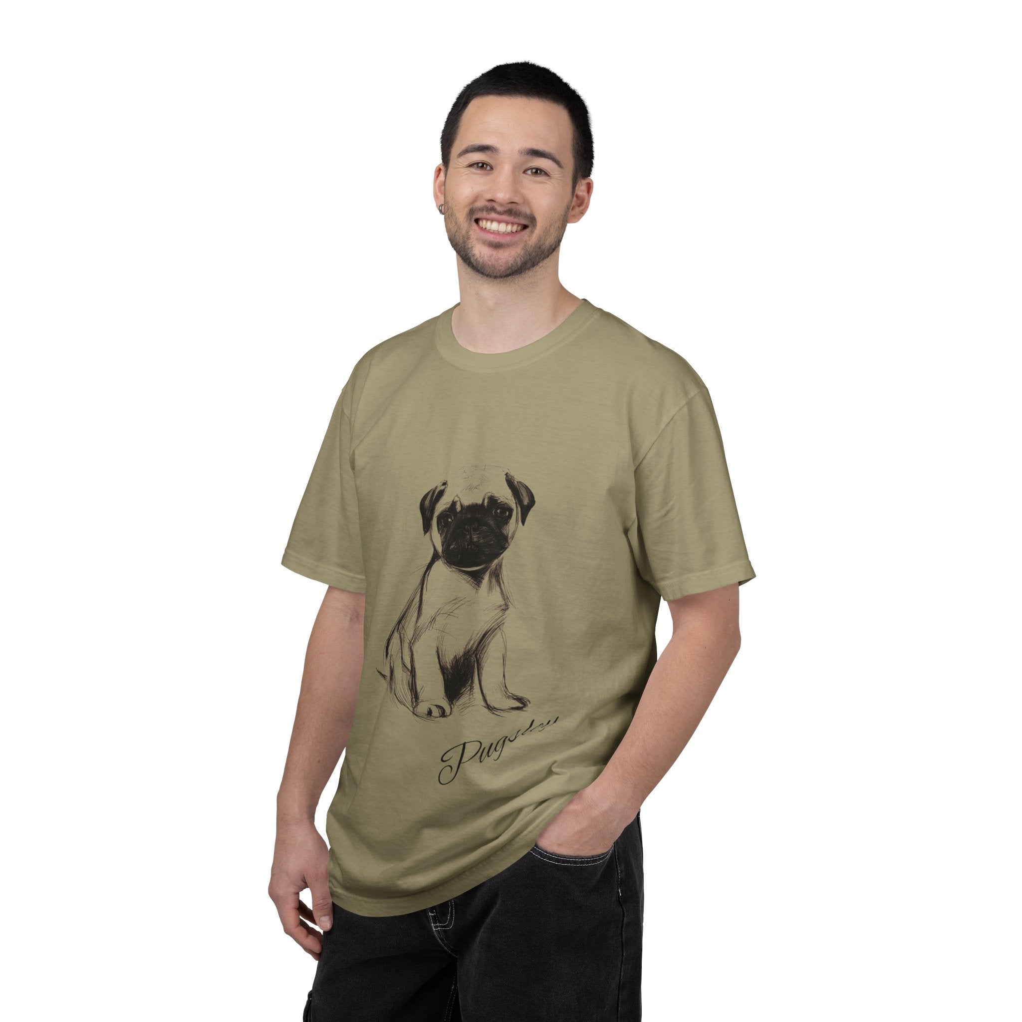 Personalized Pug T-Shirt | Custom Dog Name Tee | Comfort Colors 1717 Tee | Minimal Sketch Vintage Style | Dog lover gift