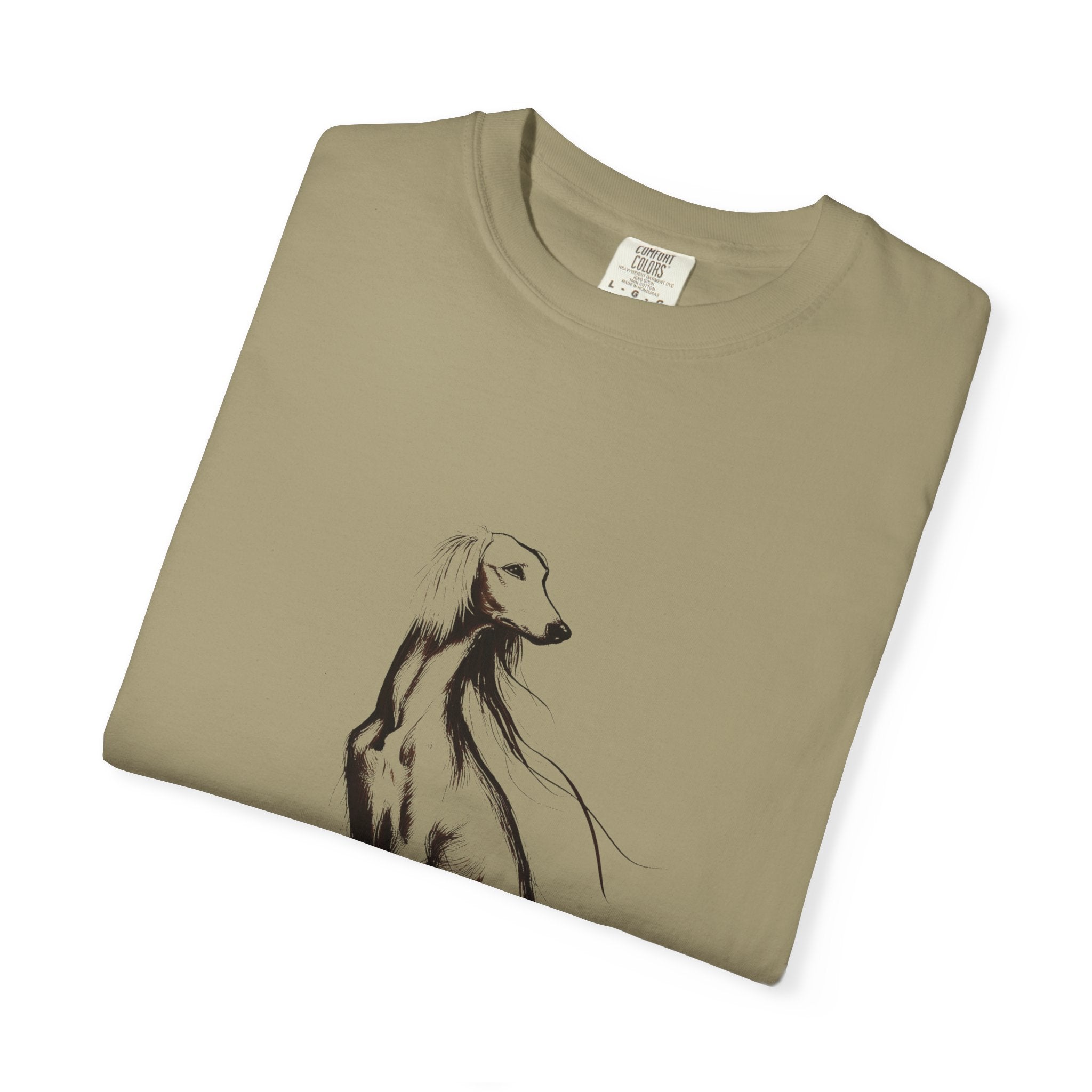 Personalized Saluki T-Shirt | Custom Dog Name Tee | Comfort Colors 1717 Tee | Minimal Sketch Vintage Style | Dog lover gift