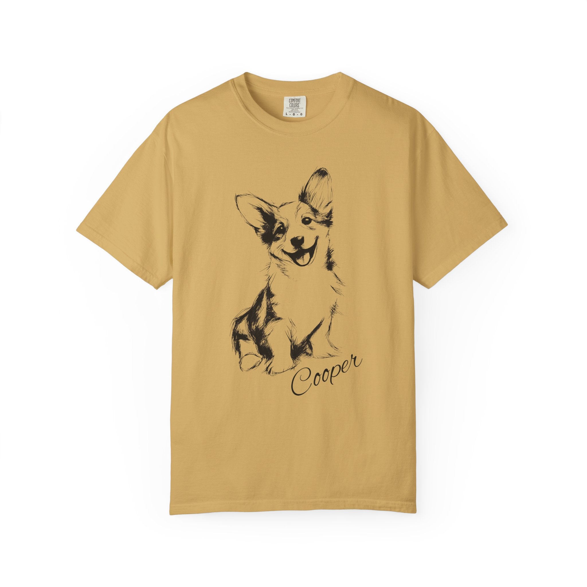Personalized Corgi T-Shirt | Custom Dog Name Tee | Comfort Colors 1717 Tee | Minimal Sketch Vintage Style | Dog lover gift