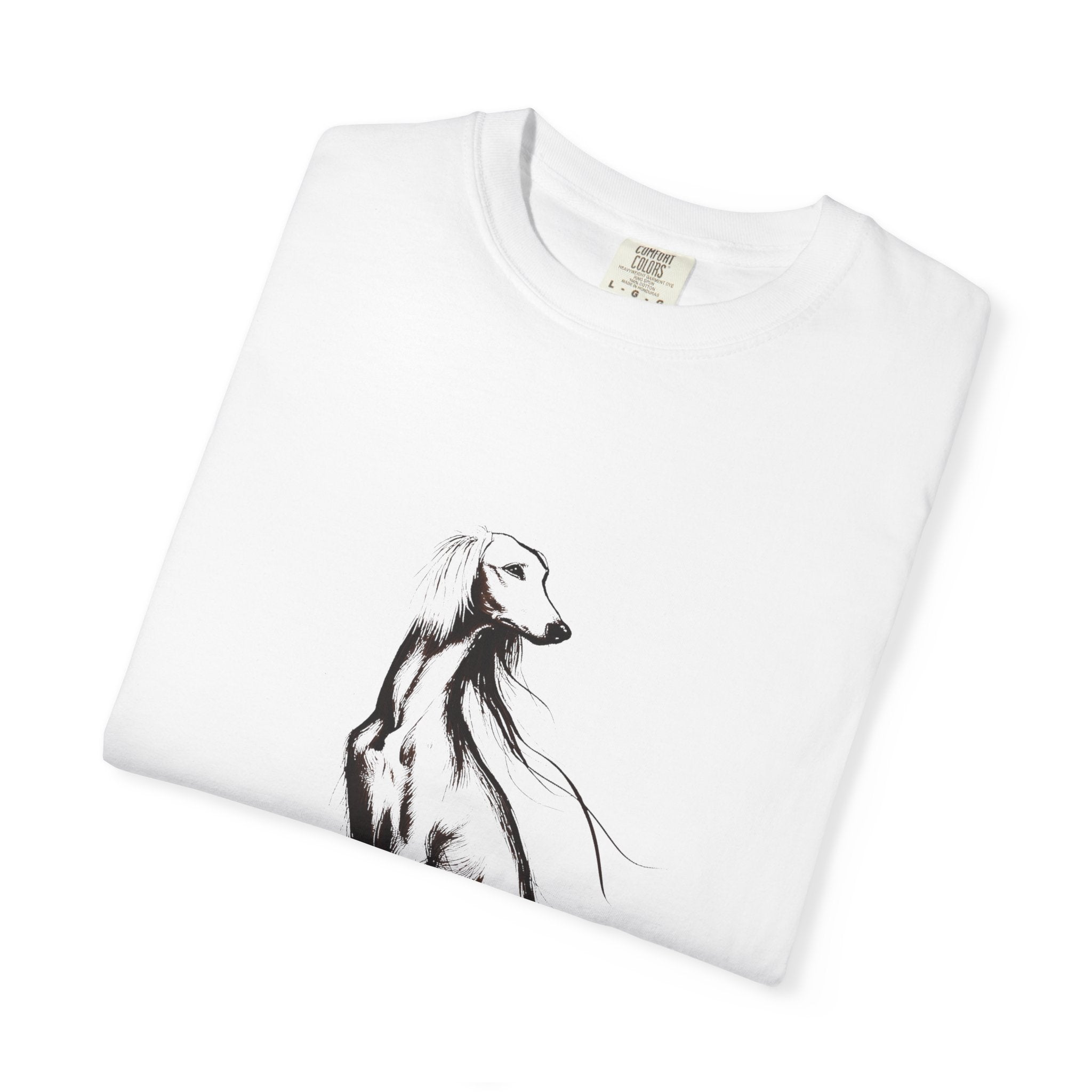 Personalized Saluki T-Shirt | Custom Dog Name Tee | Comfort Colors 1717 Tee | Minimal Sketch Vintage Style | Dog lover gift