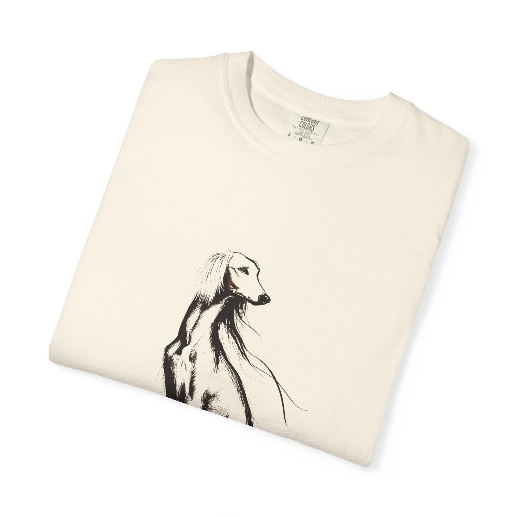 Personalized Saluki T-Shirt | Custom Dog Name Tee | Comfort Colors 1717 Tee | Minimal Sketch Vintage Style | Dog lover gift
