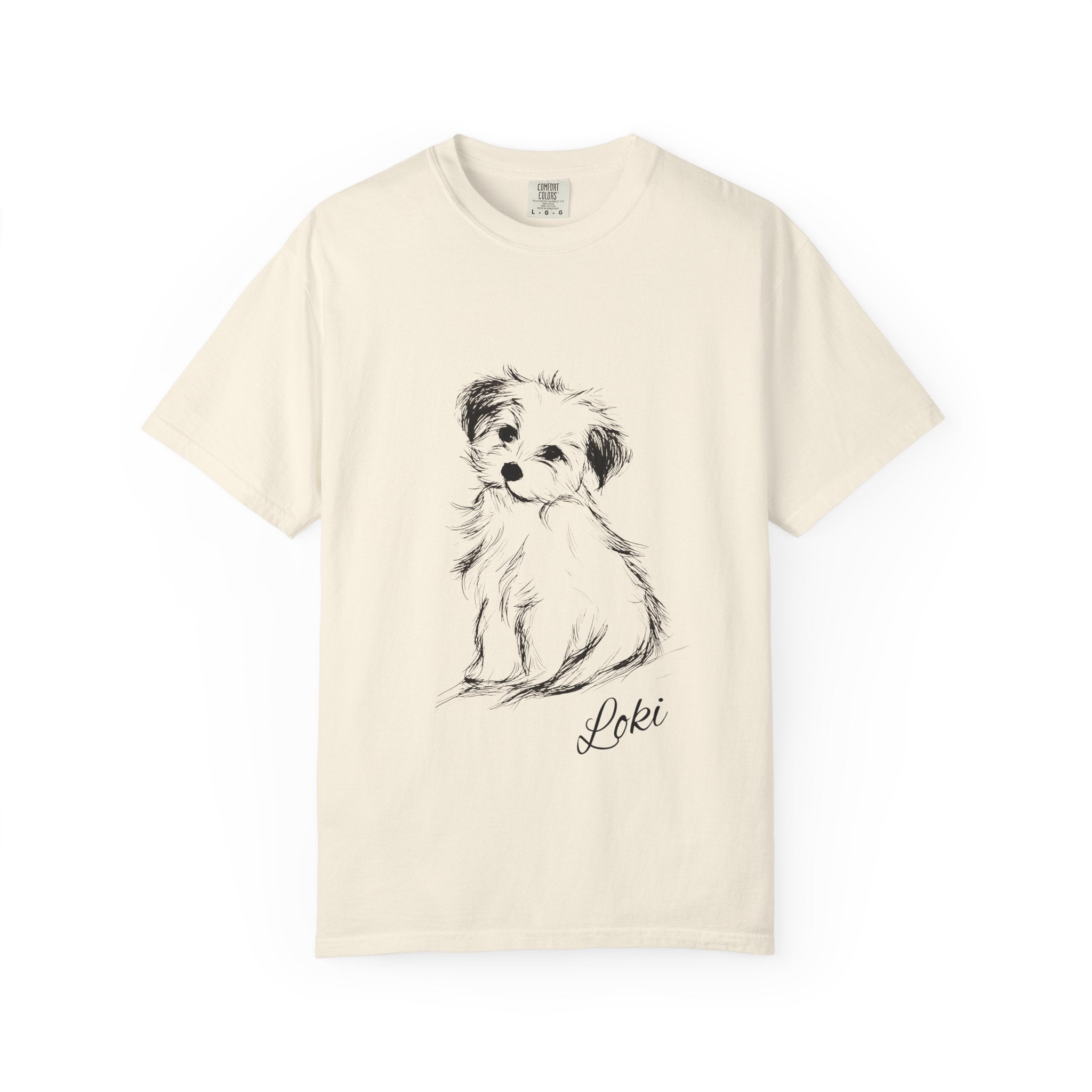 Personalized Maltese T-Shirt | Custom Dog Name Tee | Comfort Colors Tee | Minimal Sketch Vintage Style | Dog lover gift