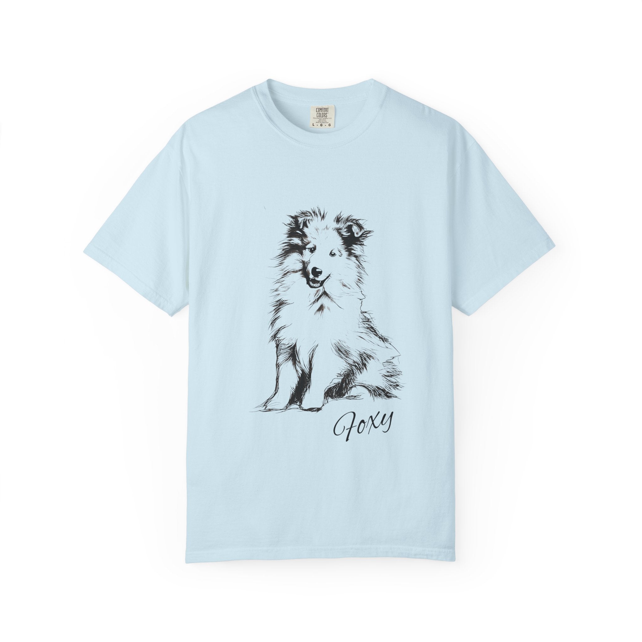 Personalized Rough Collie T-Shirt | Custom Dog Name Tee | Comfort Colors 1717 Tee | Minimal Sketch Vintage Style | Dog lover gift