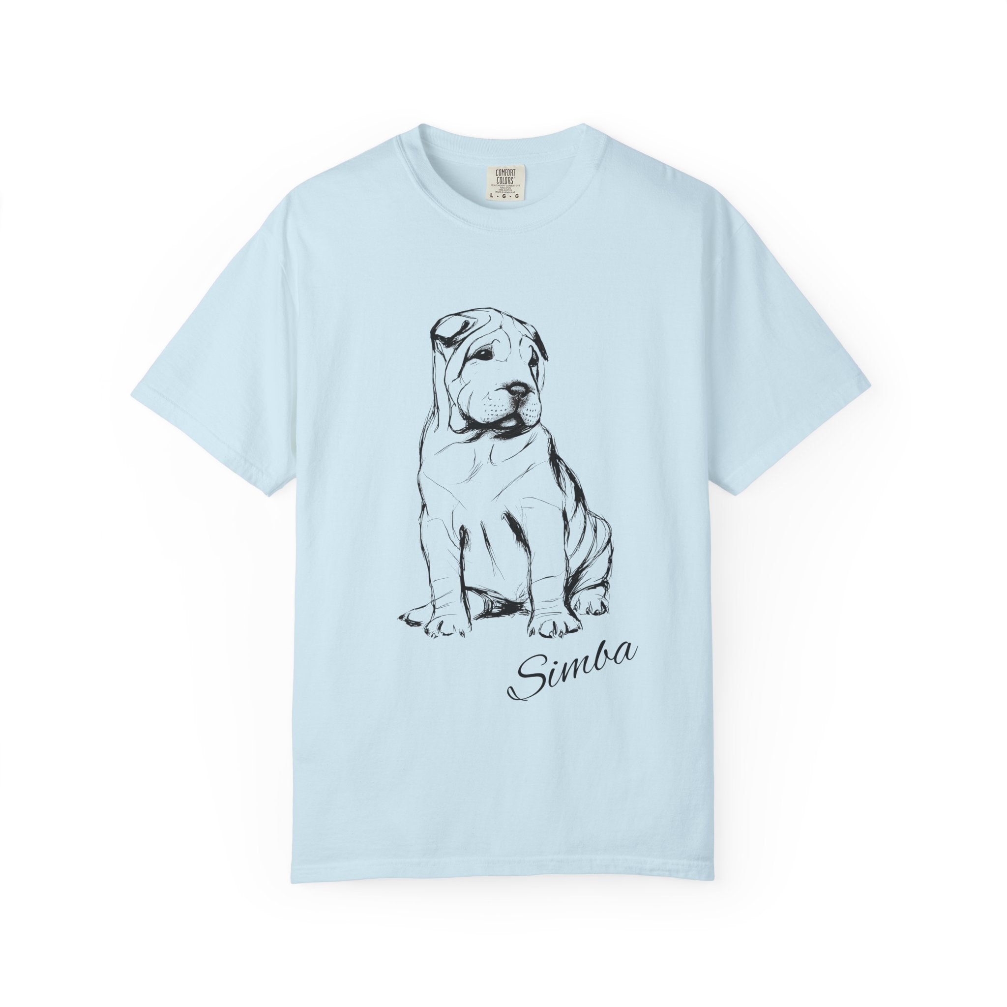 Personalized Sharpei T-Shirt | Custom Dog Name Tee | Comfort Colors 1717 Tee | Minimal Sketch Vintage Style | Dog lover gift
