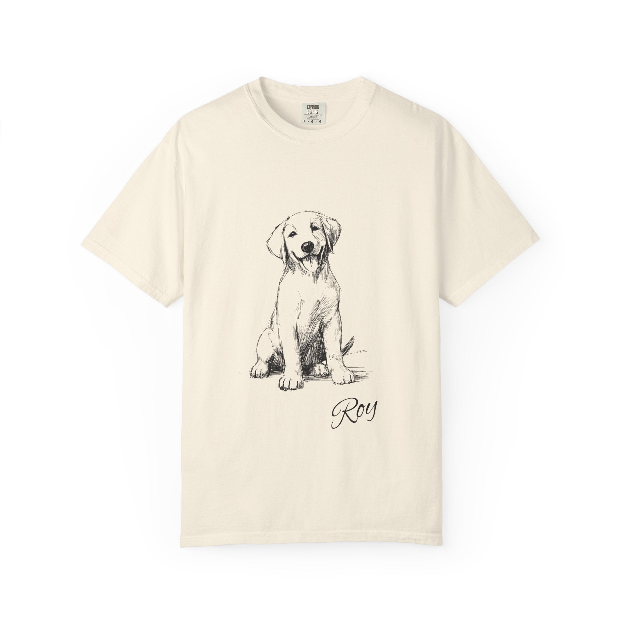 Personalized Labrador Retriever T-Shirt | Custom Dog Name Tee | Comfort Colors 1717 Tee | Minimal Sketch Vintage Style | Dog lover gift