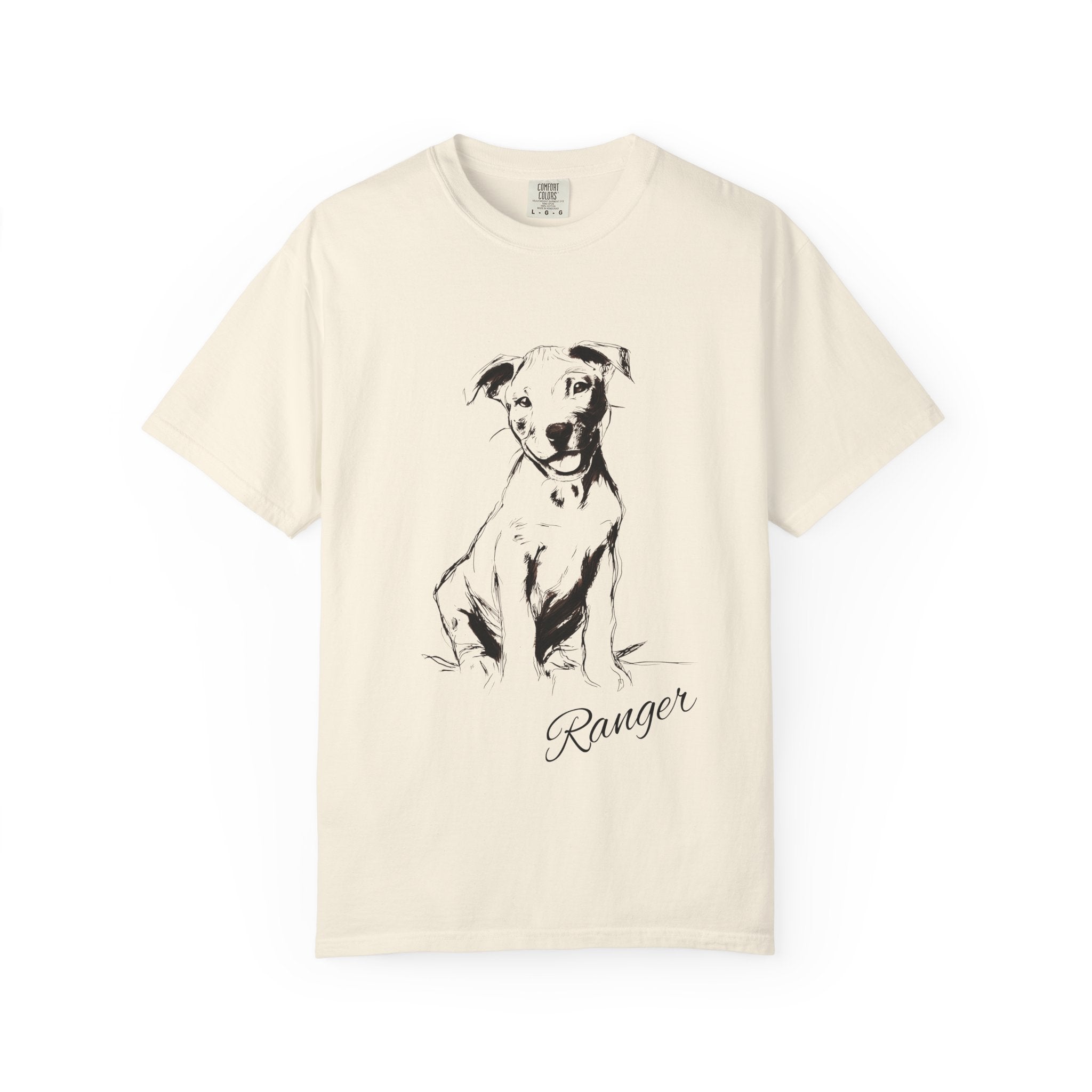 Personalized Pitbull T-Shirt | Custom Dog Name Tee | Comfort Colors 1717 Tee | Minimal Sketch Vintage Style | Dog lover gift