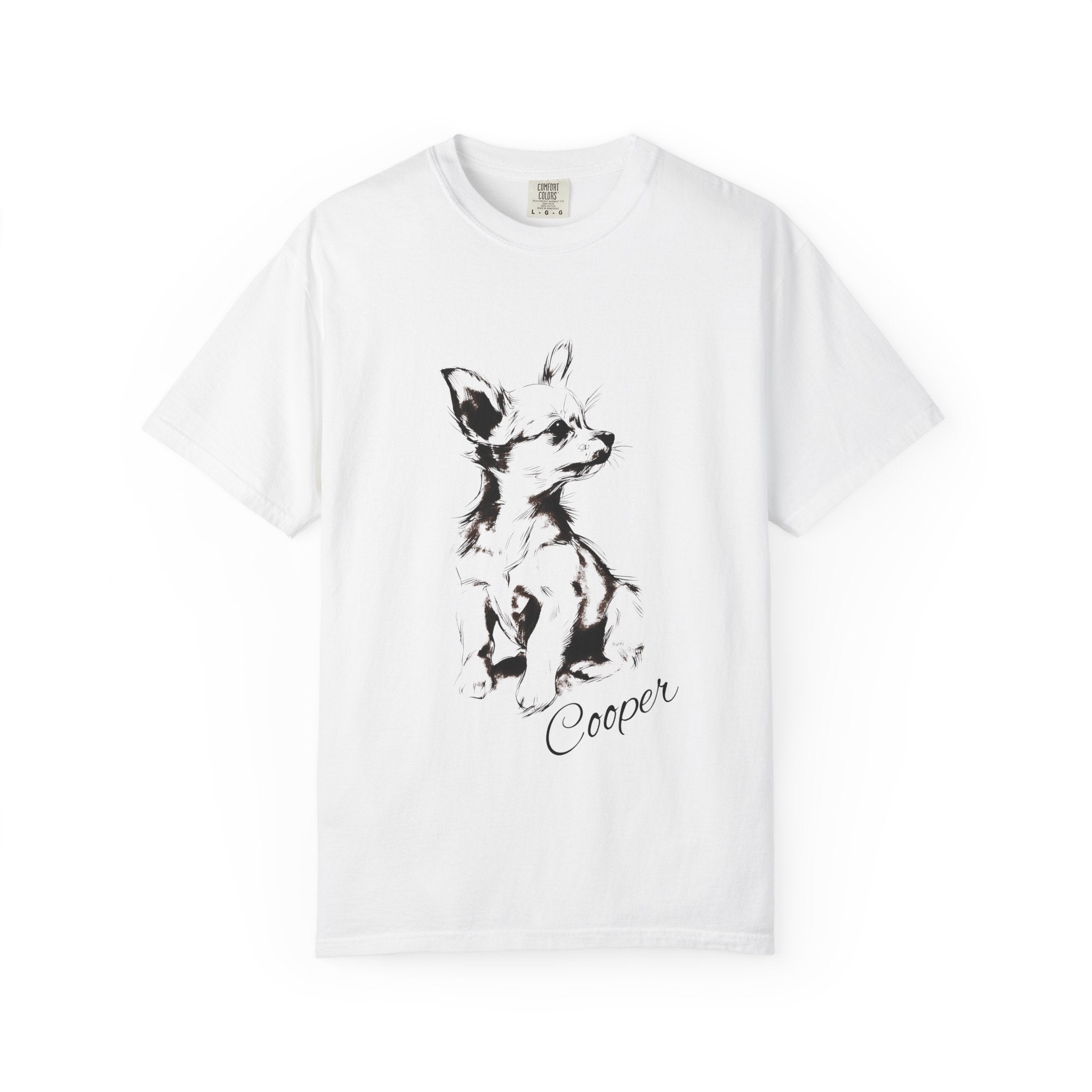 Personalized Chihuahua T-Shirt | Custom Dog Name Tee | Comfort Colors 1717 Tee | Minimal Sketch Vintage Style | Dog lover gift