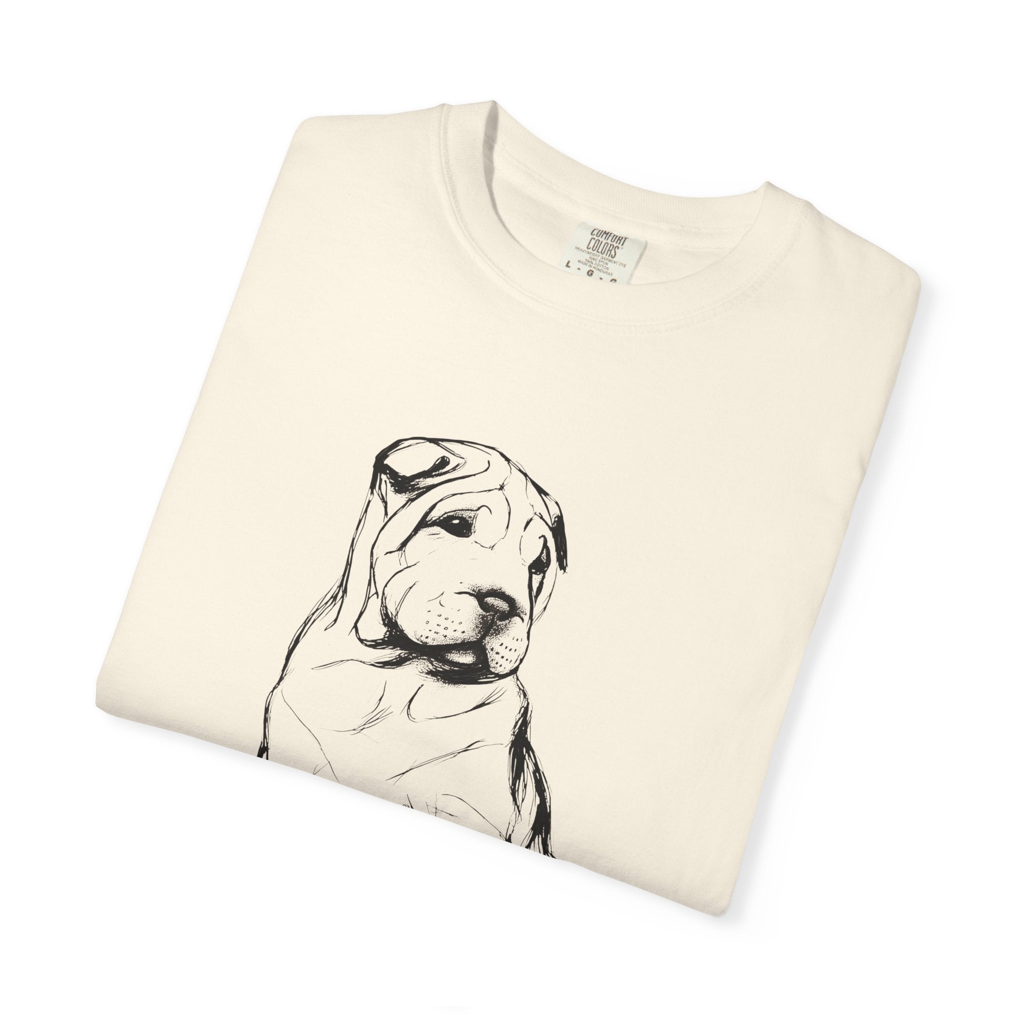 Personalized Sharpei T-Shirt | Custom Dog Name Tee | Comfort Colors 1717 Tee | Minimal Sketch Vintage Style | Dog lover gift