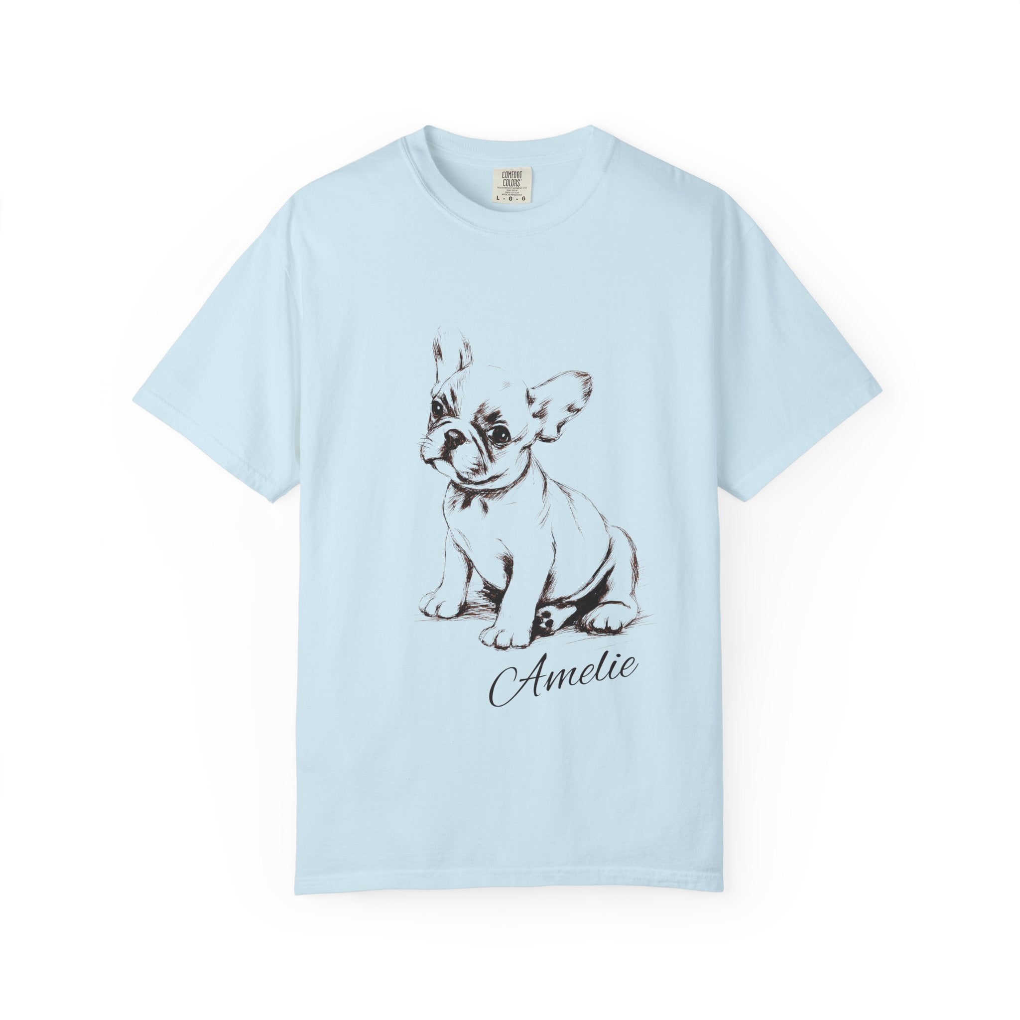 Personalized French Bulldog T-Shirt | Custom Dog Name Tee | Comfort Colors 1717 Tee | Minimal Sketch Vintage Style | Frenchie lover gift