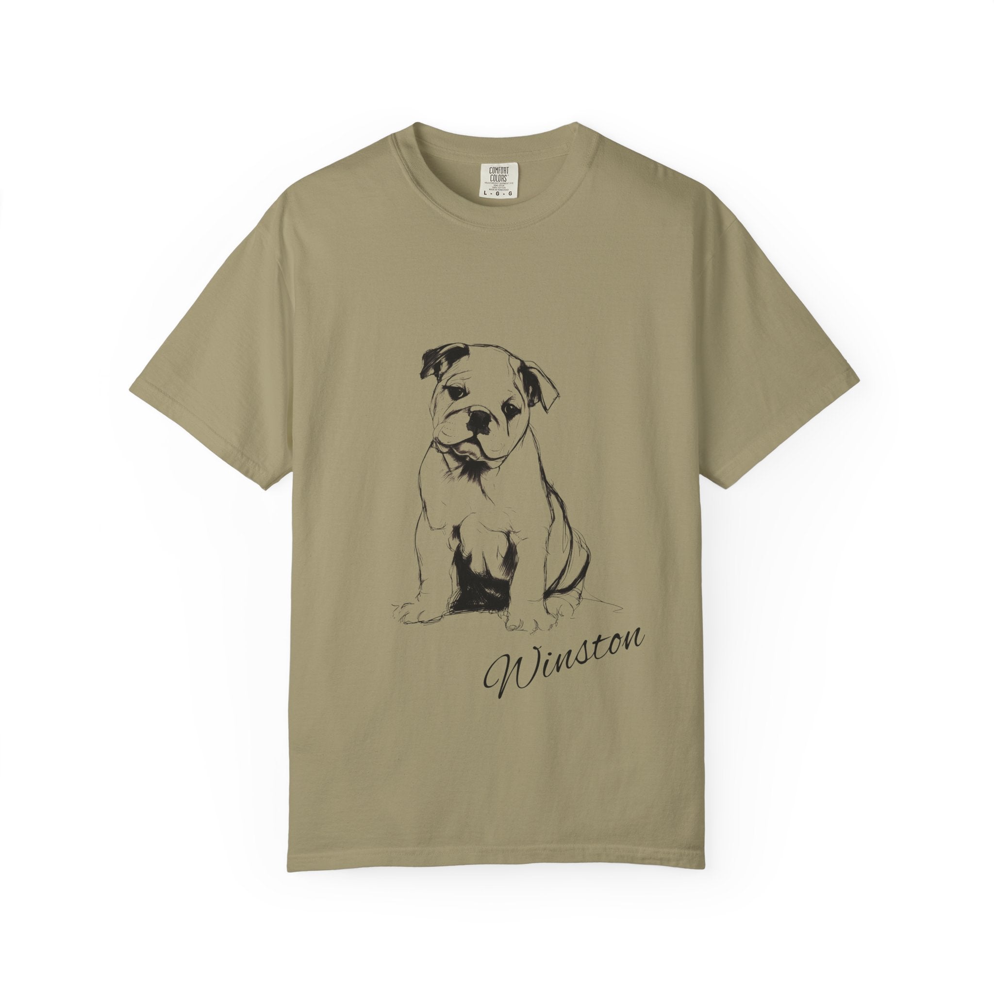 Personalized English Bulldog T-Shirt | Custom Dog Name Tee | Comfort Colors 1717 Tee | Minimal Sketch Vintage Style | Dog lover gift
