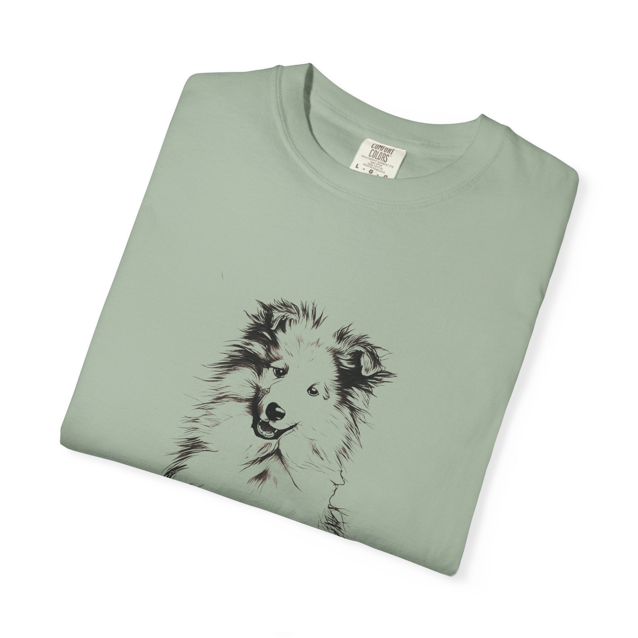 Personalized Rough Collie T-Shirt | Custom Dog Name Tee | Comfort Colors 1717 Tee | Minimal Sketch Vintage Style | Dog lover gift