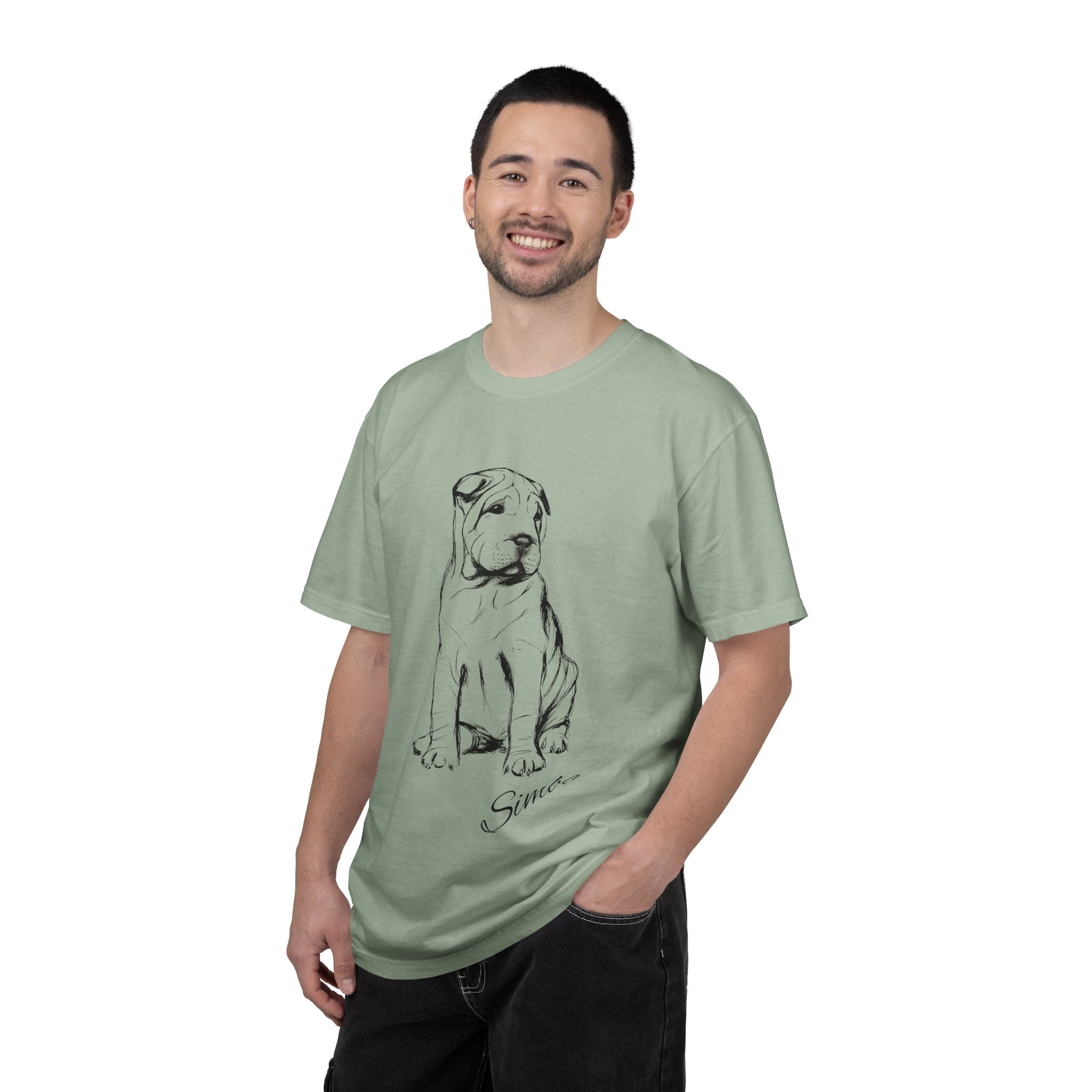 Personalized Sharpei T-Shirt | Custom Dog Name Tee | Comfort Colors 1717 Tee | Minimal Sketch Vintage Style | Dog lover gift