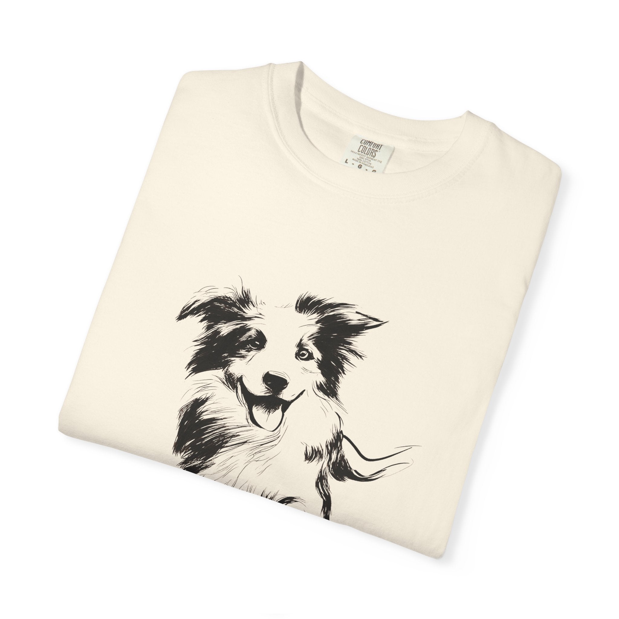 Personalized Border Collie T-Shirt | Custom Dog Name Tee | Comfort Colors 1717 Tee | Minimal Sketch Vintage Style | Dog lover gift