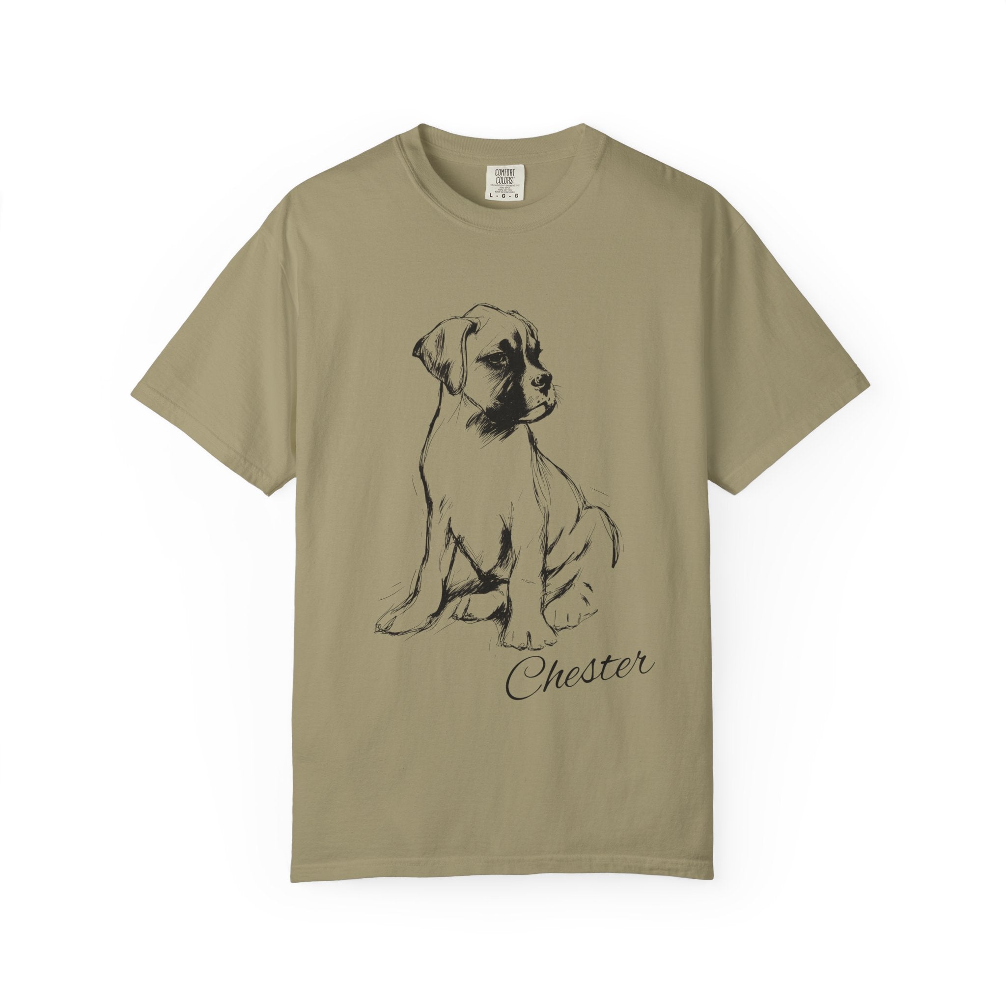 Personalized Boxer T-Shirt | Custom Dog Name Tee | Comfort Colors 1717 Tee | Minimal Sketch Vintage Style | Dog lover gift