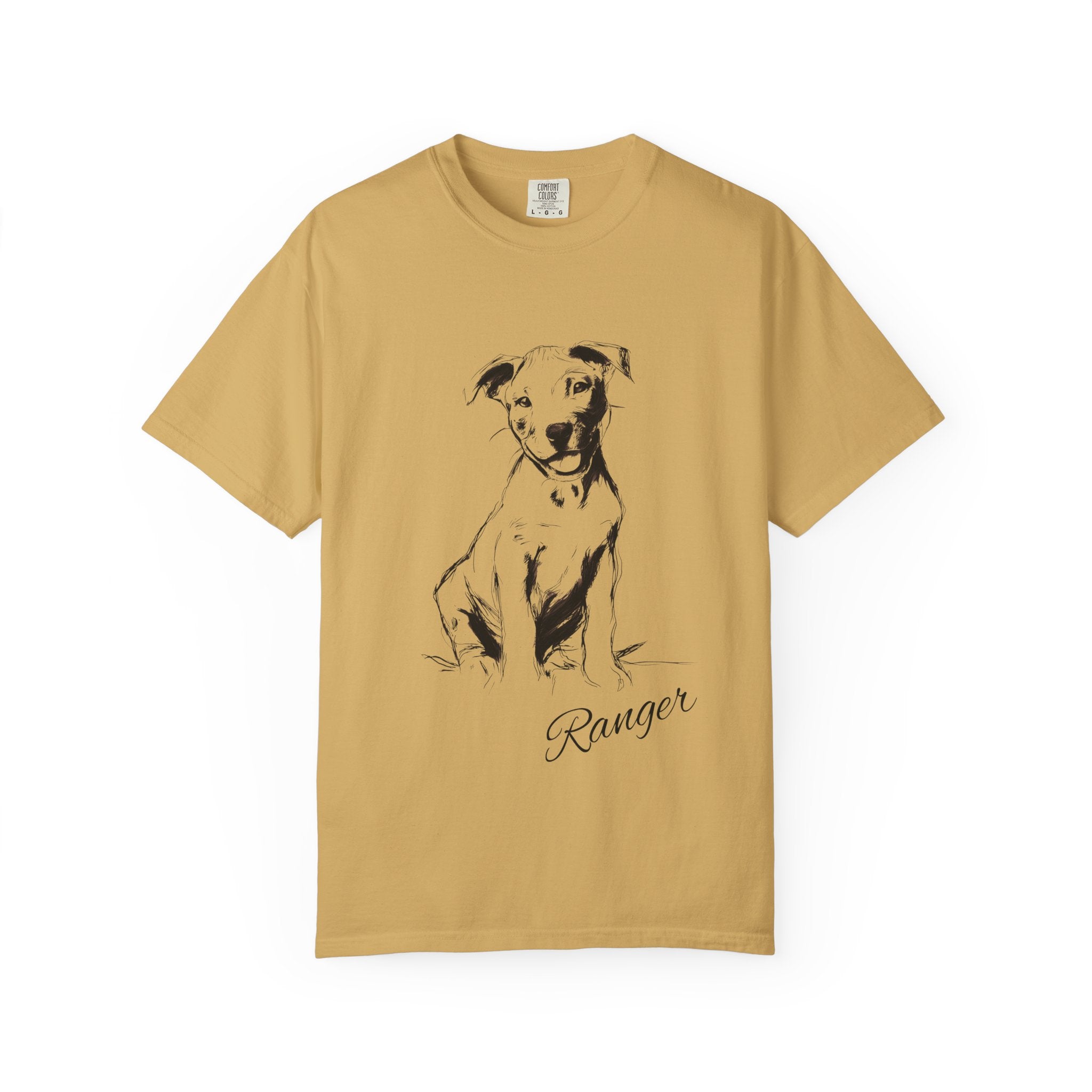 Personalized Pitbull T-Shirt | Custom Dog Name Tee | Comfort Colors 1717 Tee | Minimal Sketch Vintage Style | Dog lover gift