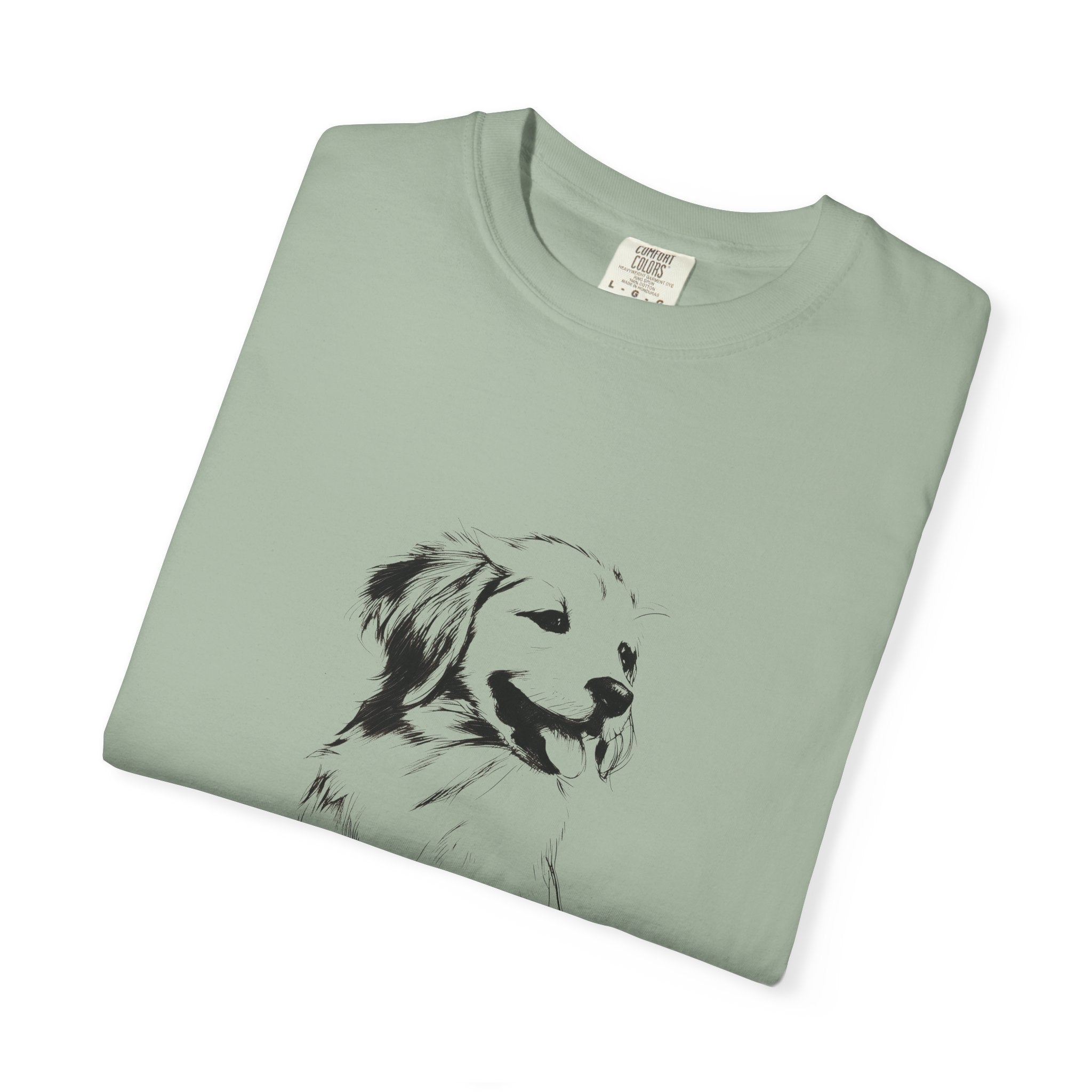 Personalized Golden Retriever T-Shirt | Custom Dog Name Tee | Comfort Colors 1717 Tee | Minimal Sketch Vintage Style | Dog lover gift