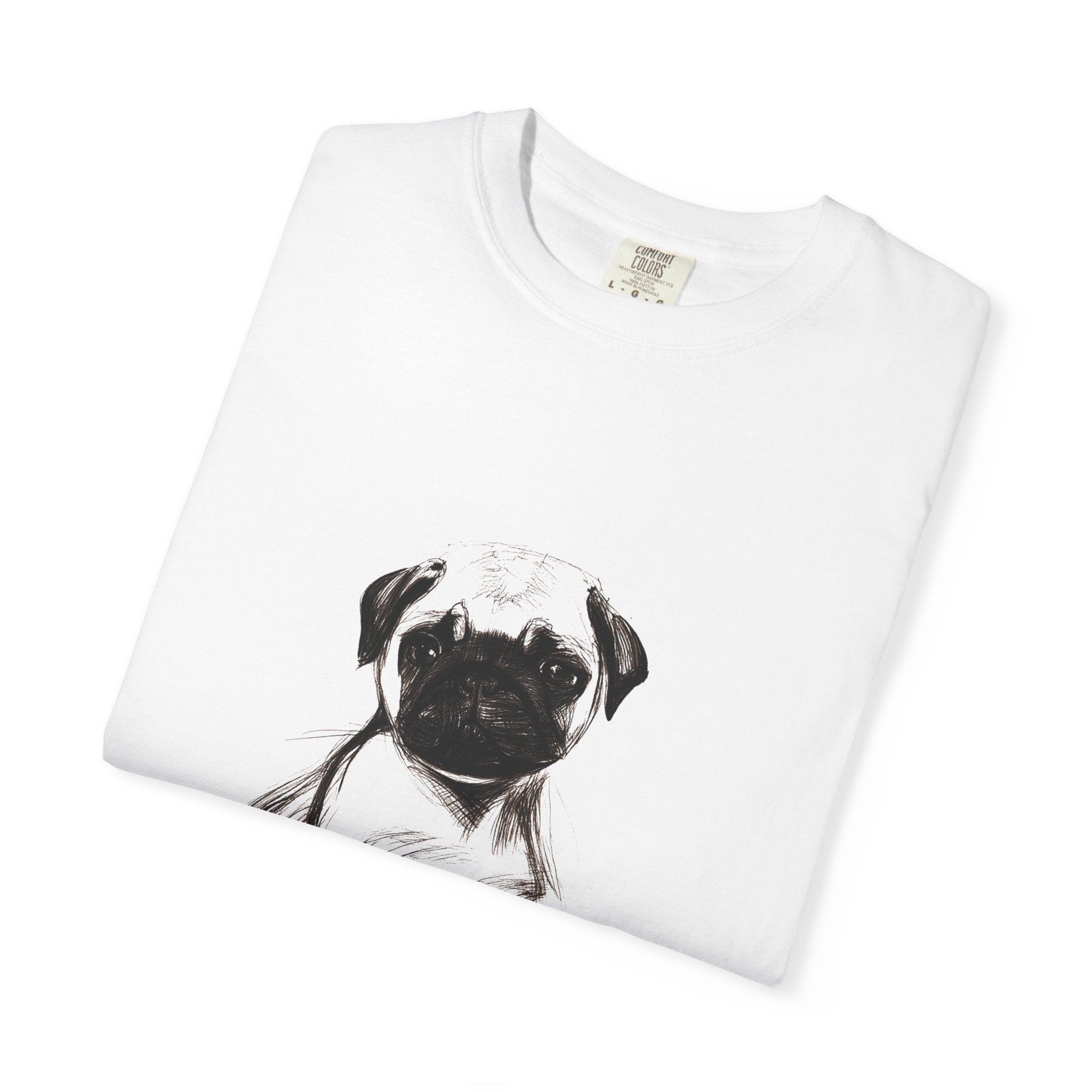 Personalized Pug T-Shirt | Custom Dog Name Tee | Comfort Colors 1717 Tee | Minimal Sketch Vintage Style | Dog lover gift