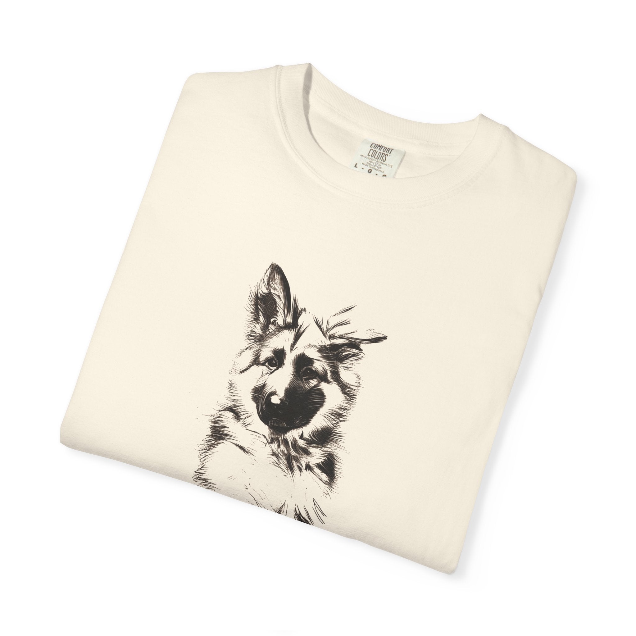 Personalized German Shepherd T-Shirt | Custom Dog Name Tee | Comfort Colors 1717 Tee | Minimal Sketch Vintage Style | Dog lover gift