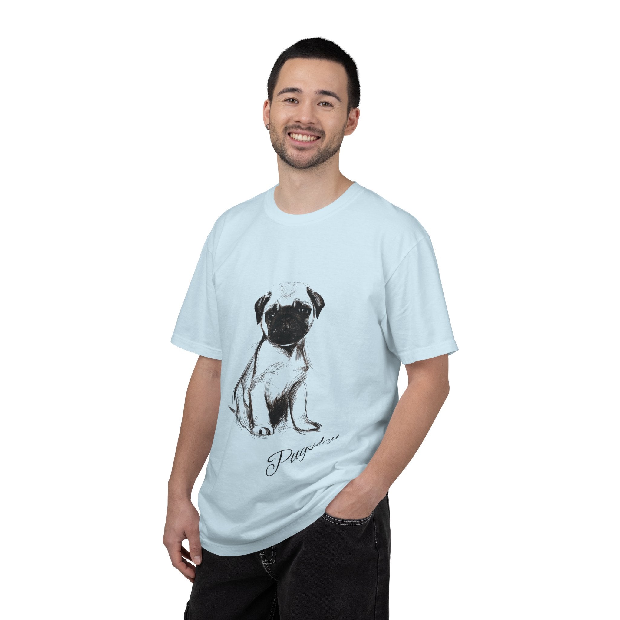 Personalized Pug T-Shirt | Custom Dog Name Tee | Comfort Colors 1717 Tee | Minimal Sketch Vintage Style | Dog lover gift