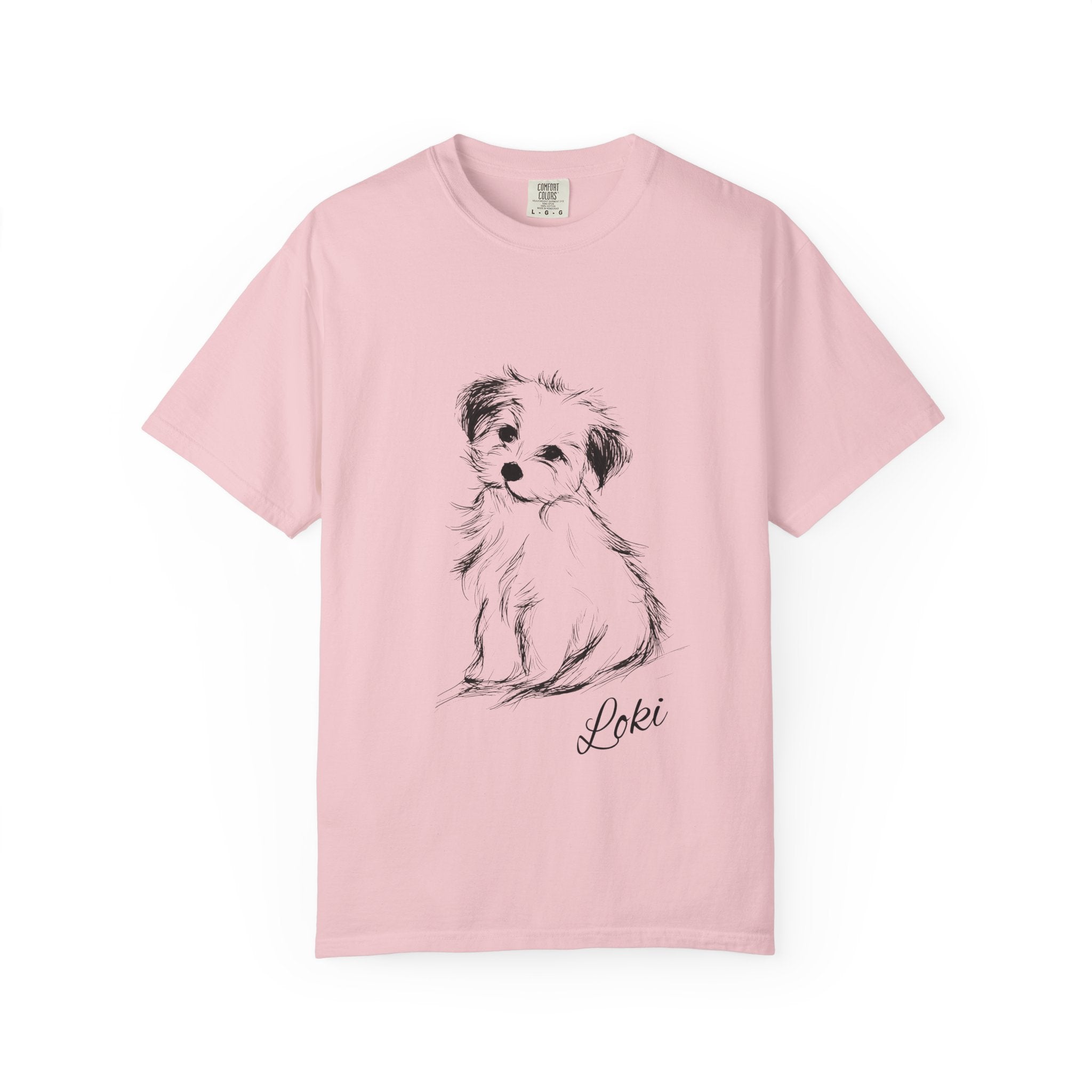 Personalized Maltese T-Shirt | Custom Dog Name Tee | Comfort Colors Tee | Minimal Sketch Vintage Style | Dog lover gift