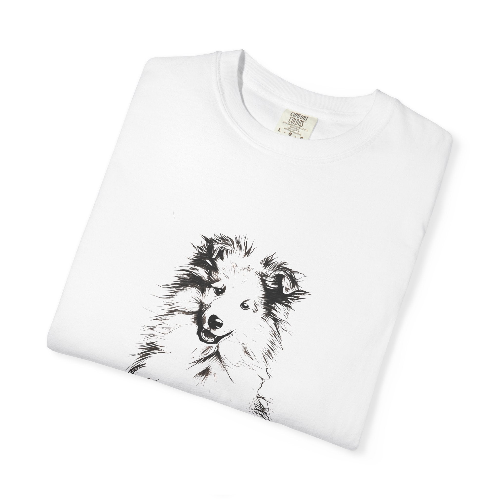 Personalized Rough Collie T-Shirt | Custom Dog Name Tee | Comfort Colors 1717 Tee | Minimal Sketch Vintage Style | Dog lover gift