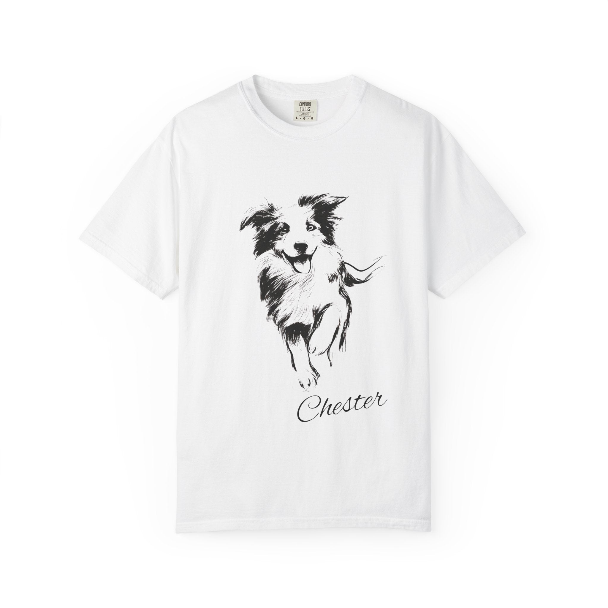 Personalized Border Collie T-Shirt | Custom Dog Name Tee | Comfort Colors 1717 Tee | Minimal Sketch Vintage Style | Dog lover gift