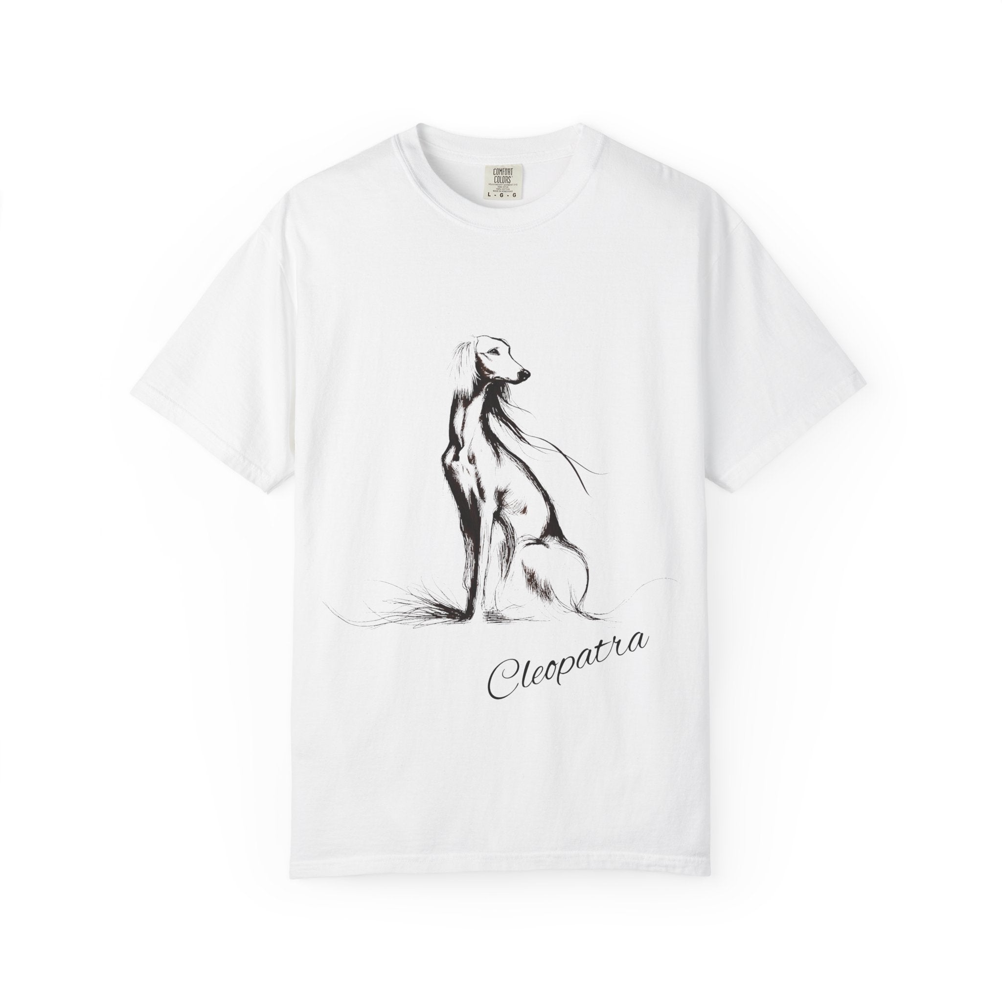 Personalized Saluki T-Shirt | Custom Dog Name Tee | Comfort Colors 1717 Tee | Minimal Sketch Vintage Style | Dog lover gift