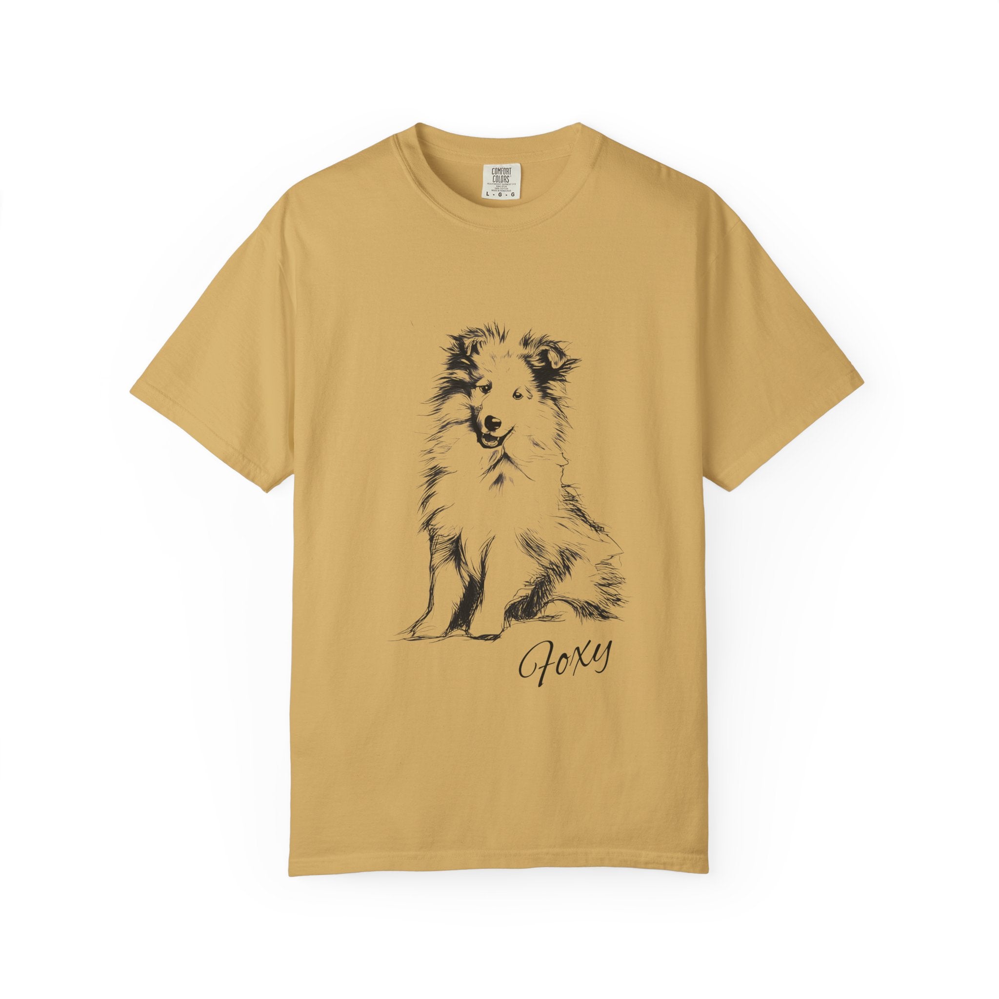 Personalized Rough Collie T-Shirt | Custom Dog Name Tee | Comfort Colors 1717 Tee | Minimal Sketch Vintage Style | Dog lover gift