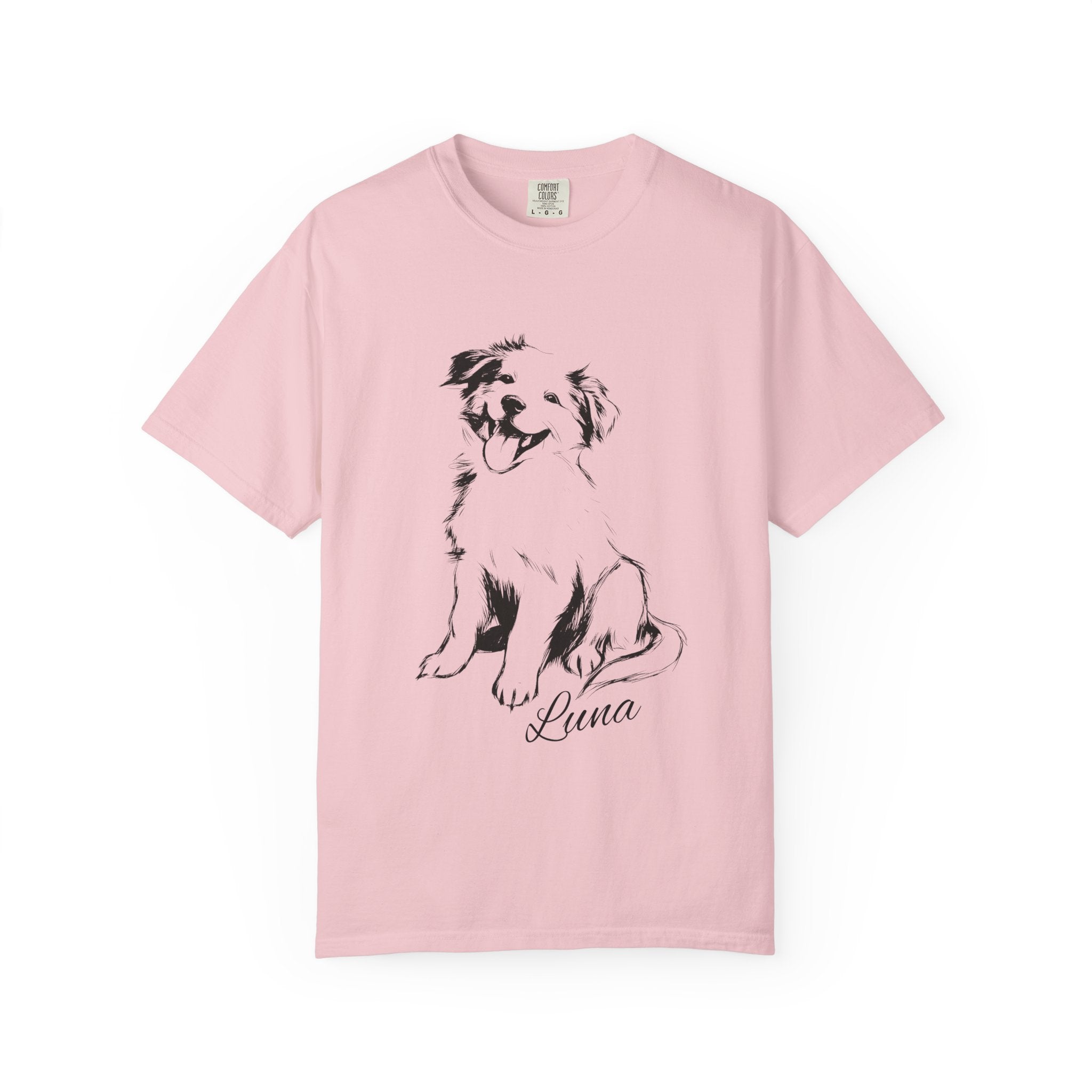 Personalized Australian Shepherd T-Shirt | Custom Dog Name Tee | Comfort Colors 1717 T-Shirt | Minimal Sketch Vintage Style | Dog lover gift